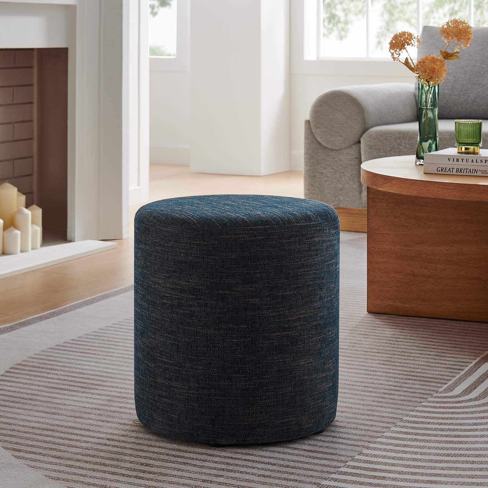 Callum 16" Round Woven Heathered Fabric Upholstered Ottoman By Modway - EEI-6651 - Image 8