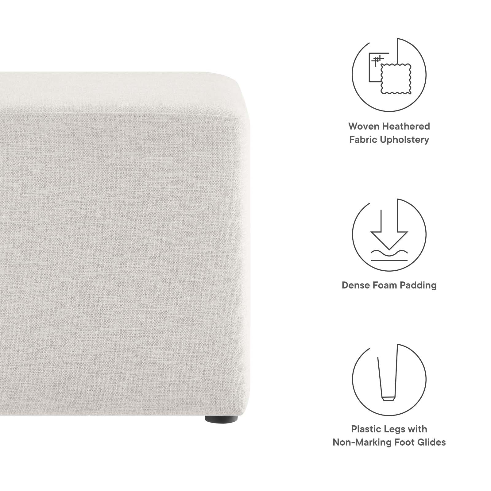 Callum 17" Square Woven Heathered Fabric Upholstered Ottoman By Modway - EEI-6636 - Image 14