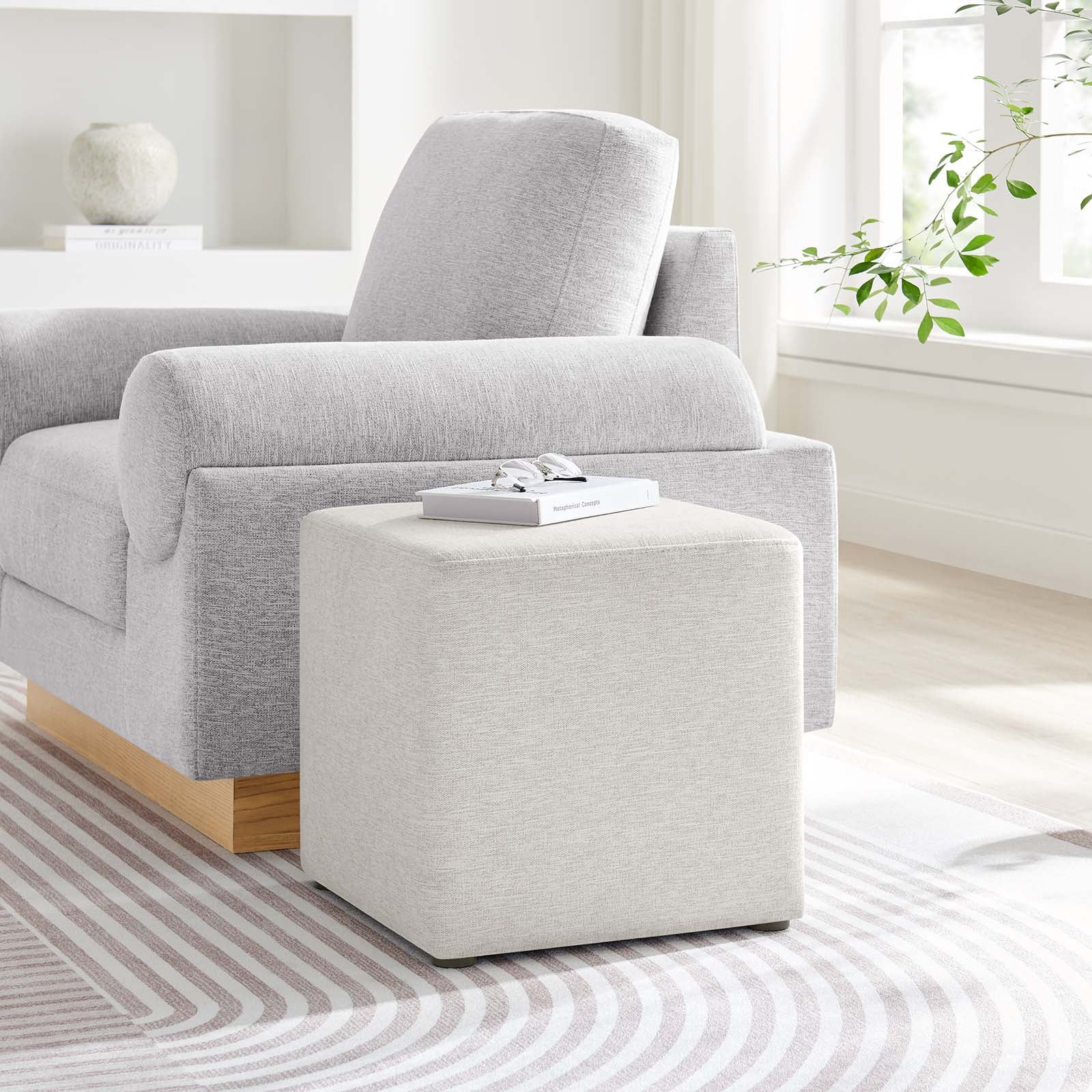 Callum 17" Square Woven Heathered Fabric Upholstered Ottoman By Modway - EEI-6636 - Image 16