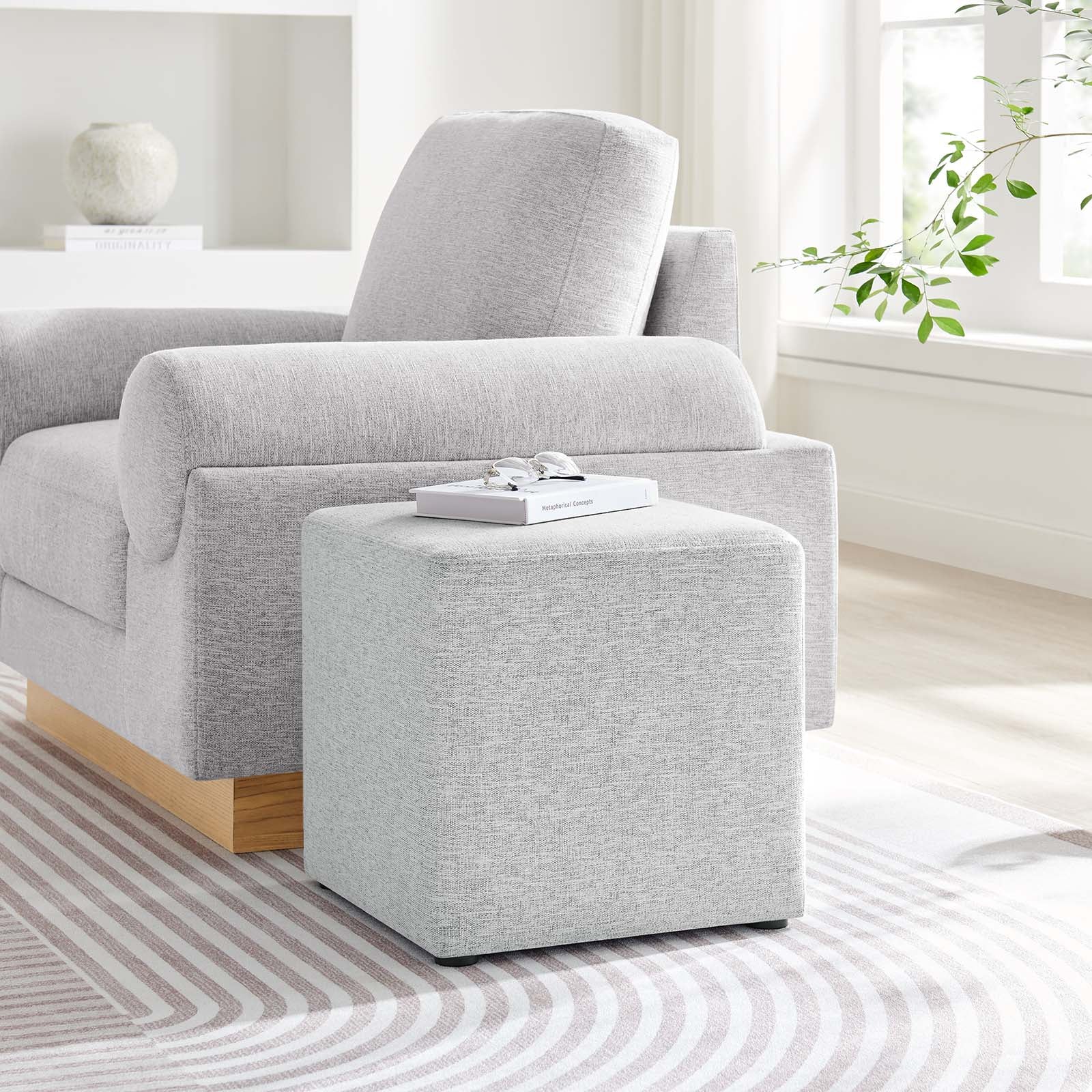 Callum 17" Square Woven Heathered Fabric Upholstered Ottoman By Modway - EEI-6636 - Image 24