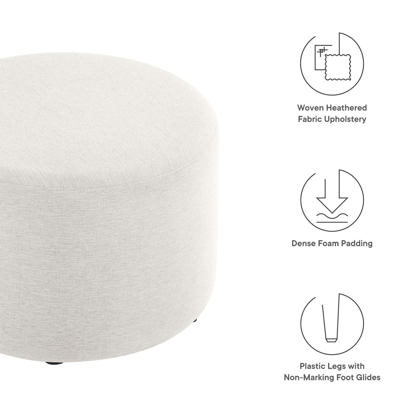 Callum Large 23" Round Woven Heathered Fabric Upholstered Ottoman By Modway - EEI-6645 - Image 13