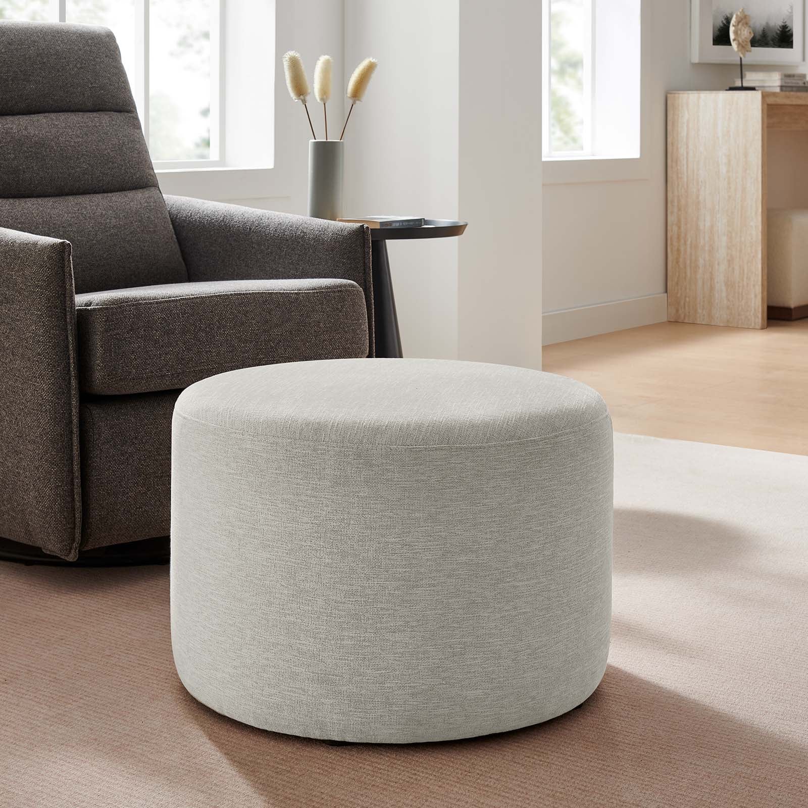 Callum Large 23" Round Woven Heathered Fabric Upholstered Ottoman By Modway - EEI-6645 - Image 16