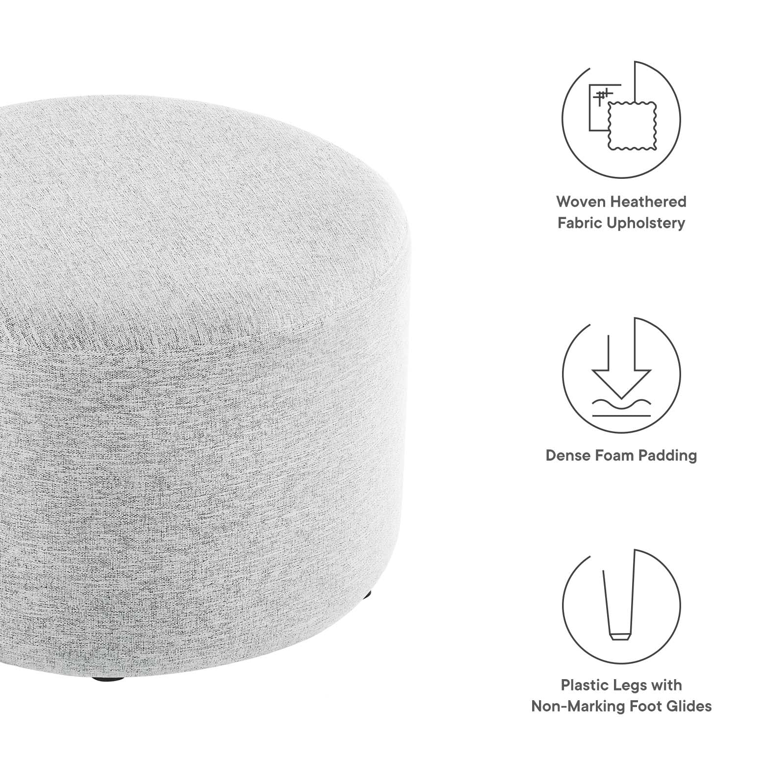 Callum Large 23" Round Woven Heathered Fabric Upholstered Ottoman By Modway - EEI-6645 - Image 21