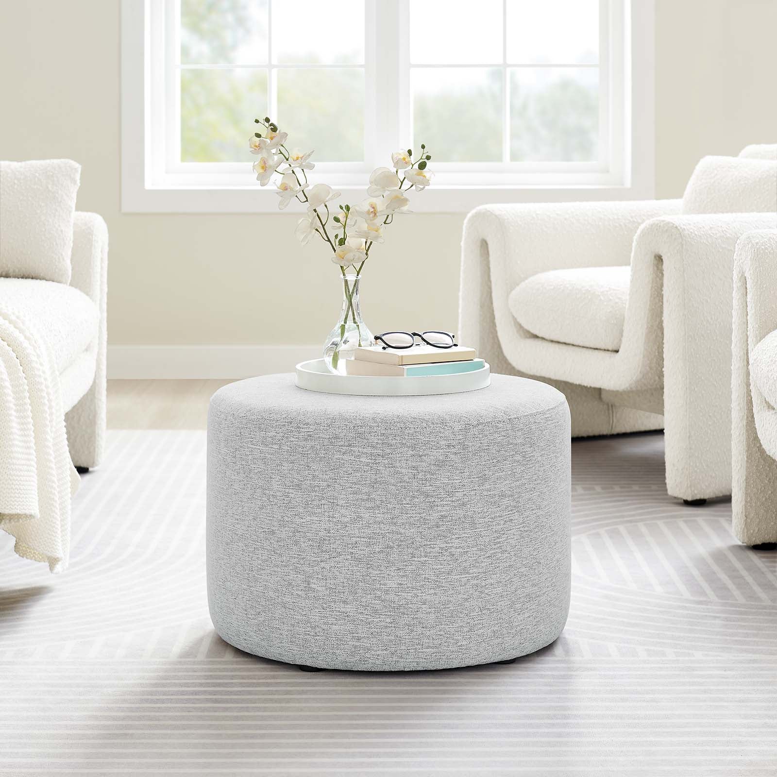 Callum Large 23" Round Woven Heathered Fabric Upholstered Ottoman By Modway - EEI-6645 - Image 23