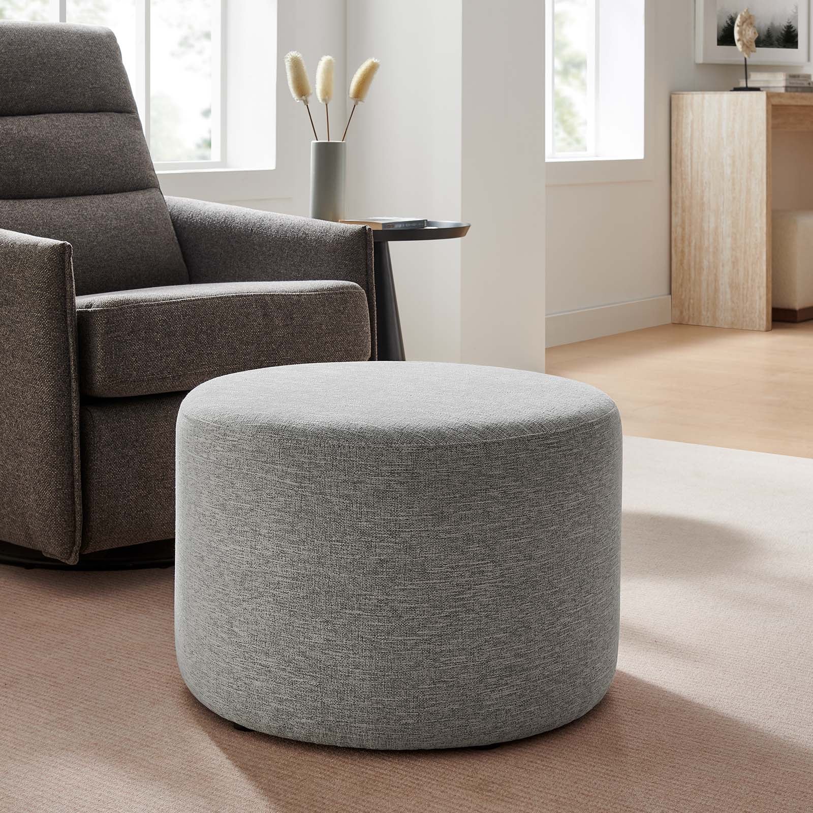 Callum Large 23" Round Woven Heathered Fabric Upholstered Ottoman By Modway - EEI-6645 - Image 24