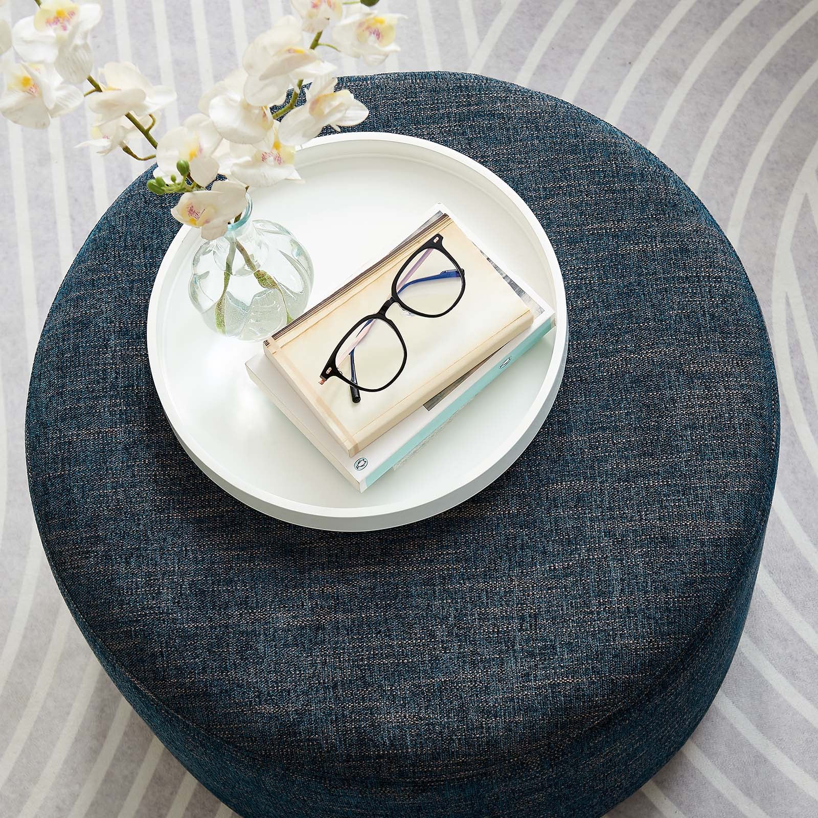 Callum Large 23" Round Woven Heathered Fabric Upholstered Ottoman By Modway - EEI-6645 - Image 5