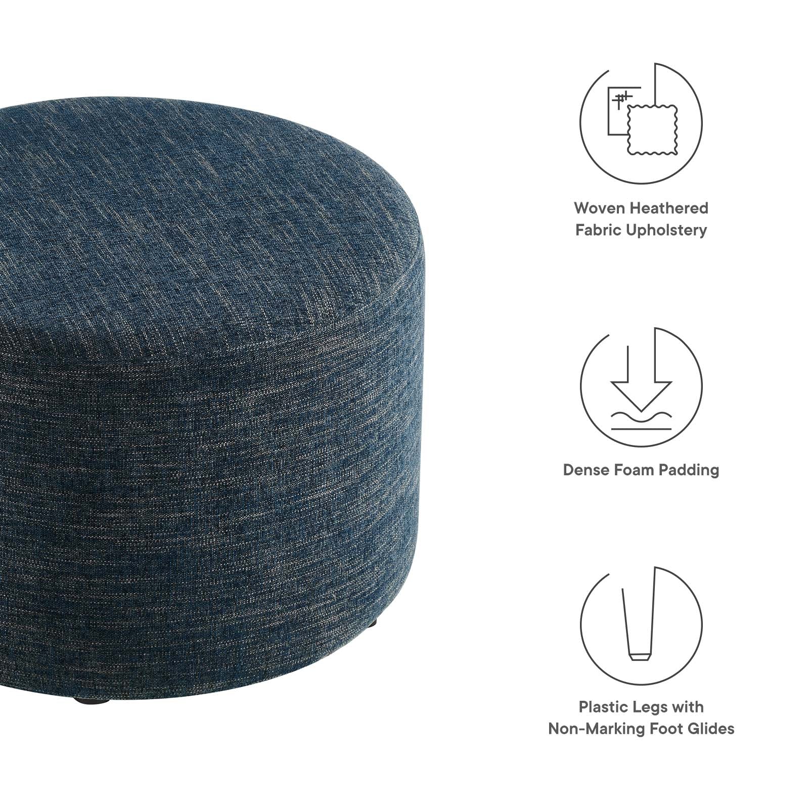 Callum Large 23" Round Woven Heathered Fabric Upholstered Ottoman By Modway - EEI-6645 - Image 6