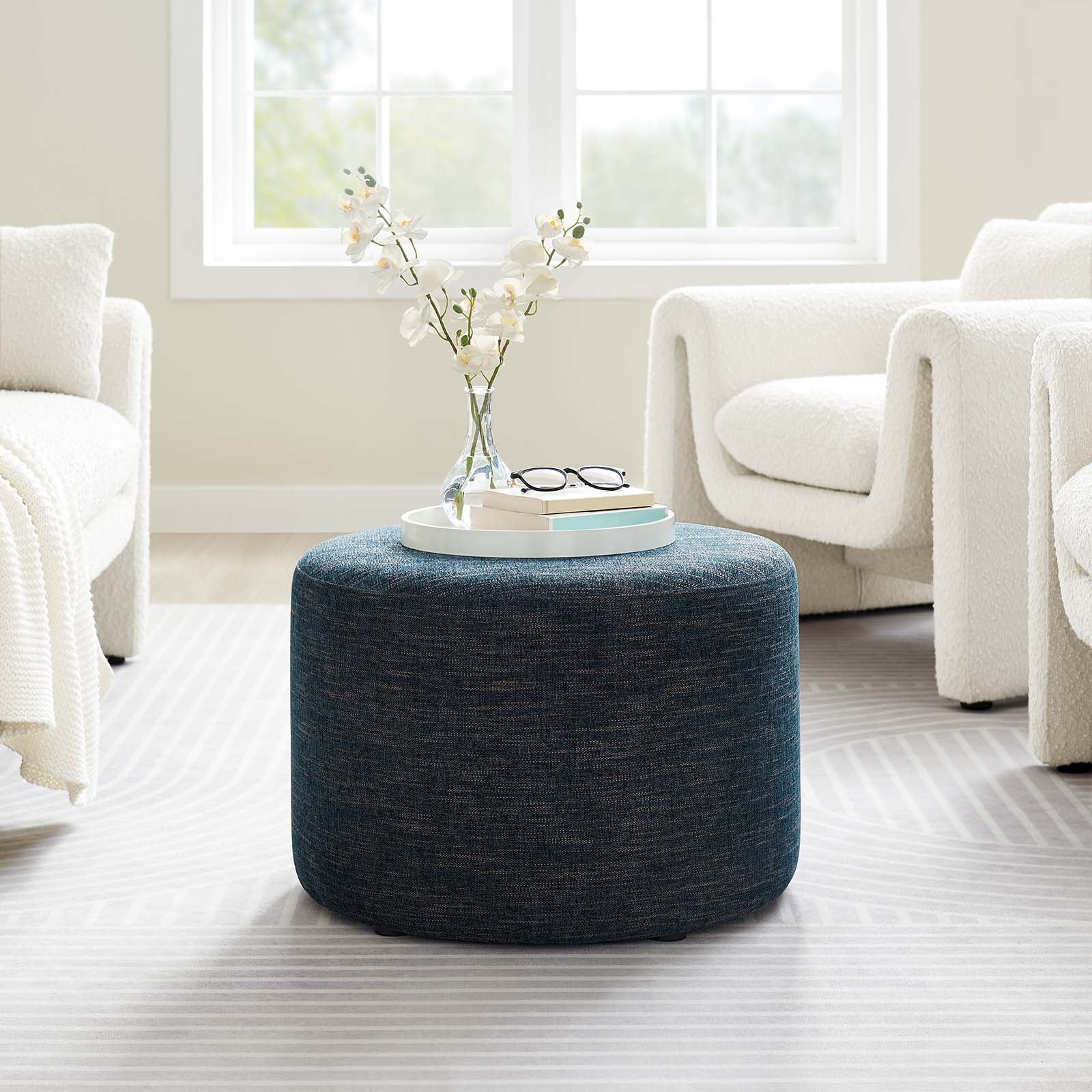 Callum Large 23" Round Woven Heathered Fabric Upholstered Ottoman By Modway - EEI-6645 - Image 8