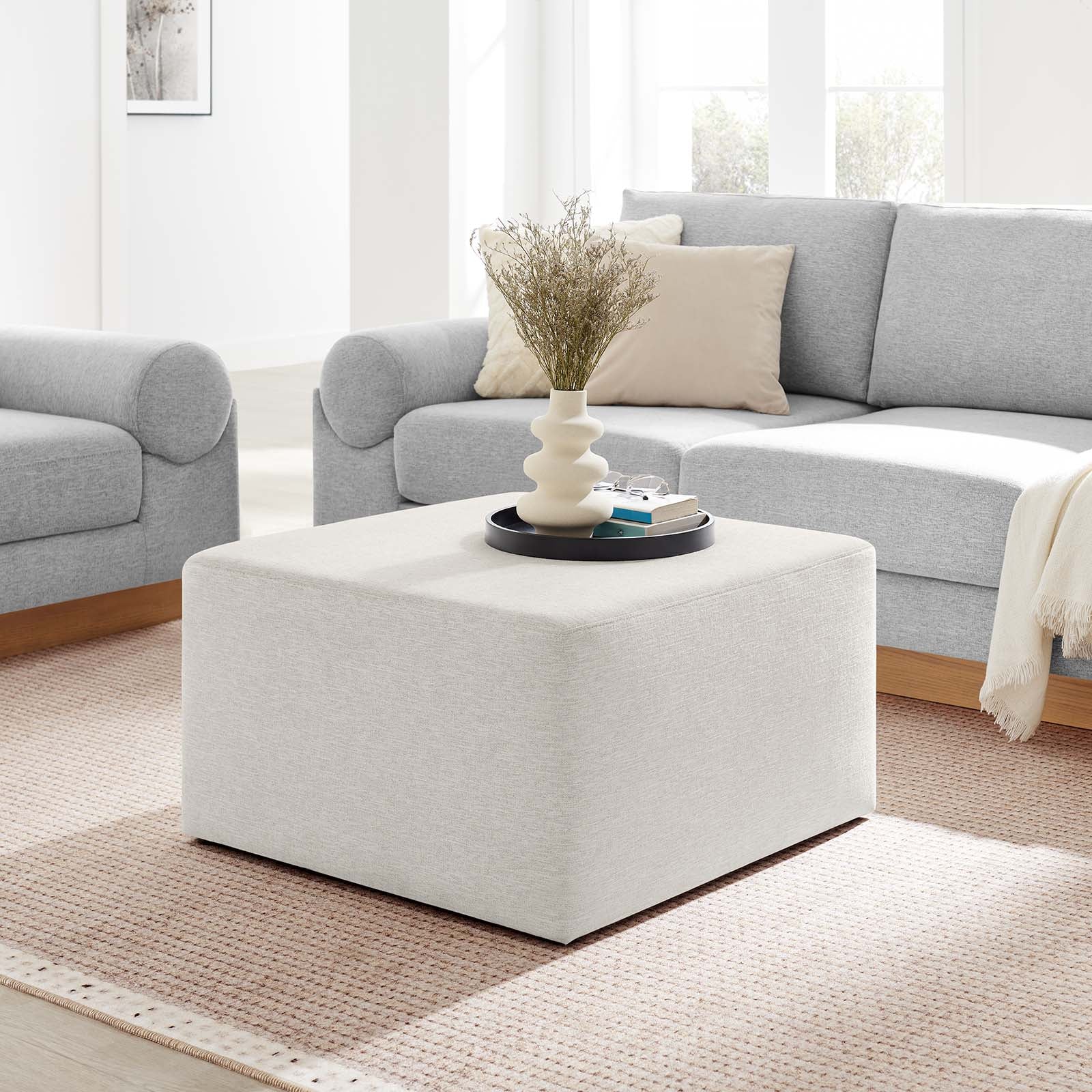 Callum Large 28" Square Woven Heathered Fabric Upholstered Ottoman By Modway - EEI-6642 - Image 16