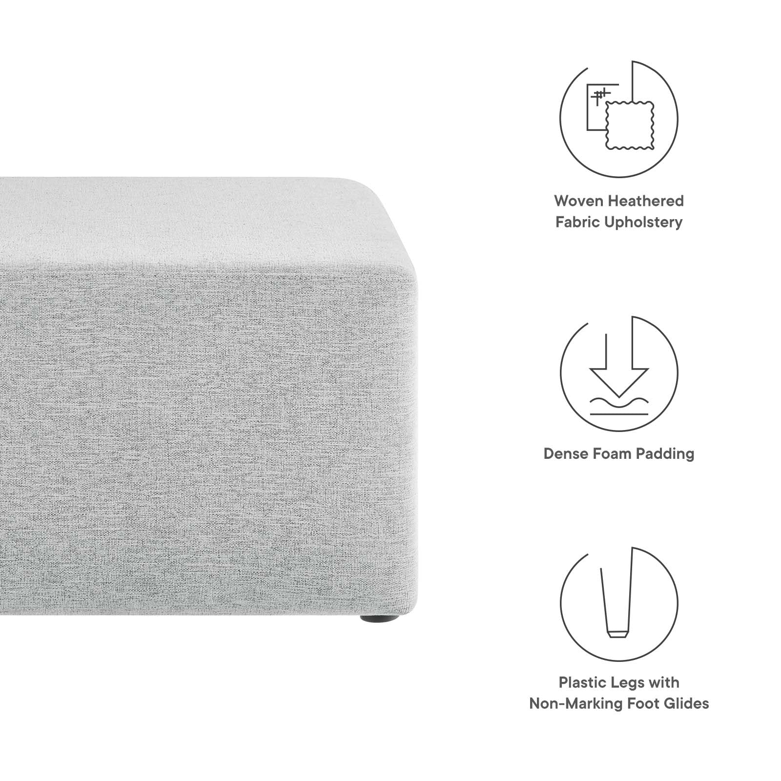 Callum Large 28" Square Woven Heathered Fabric Upholstered Ottoman By Modway - EEI-6642 - Image 22