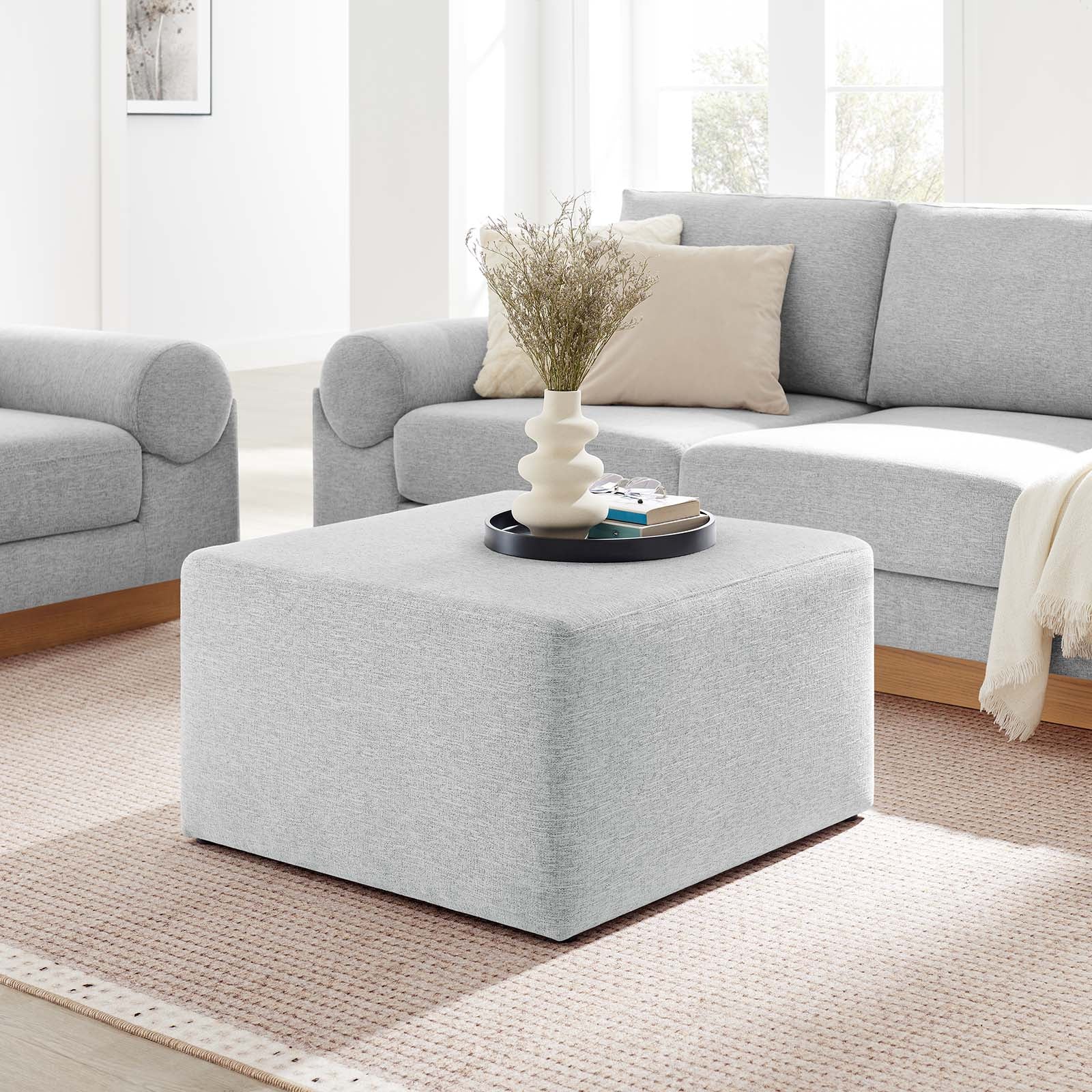 Callum Large 28" Square Woven Heathered Fabric Upholstered Ottoman By Modway - EEI-6642 - Image 24