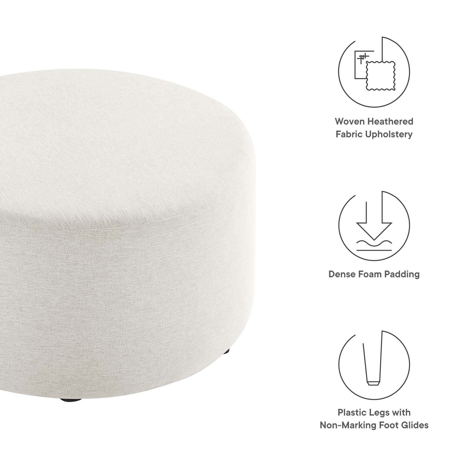 Callum Large 29" Round Woven Heathered Fabric Upholstered Ottoman By Modway - EEI-6647 - Image 11