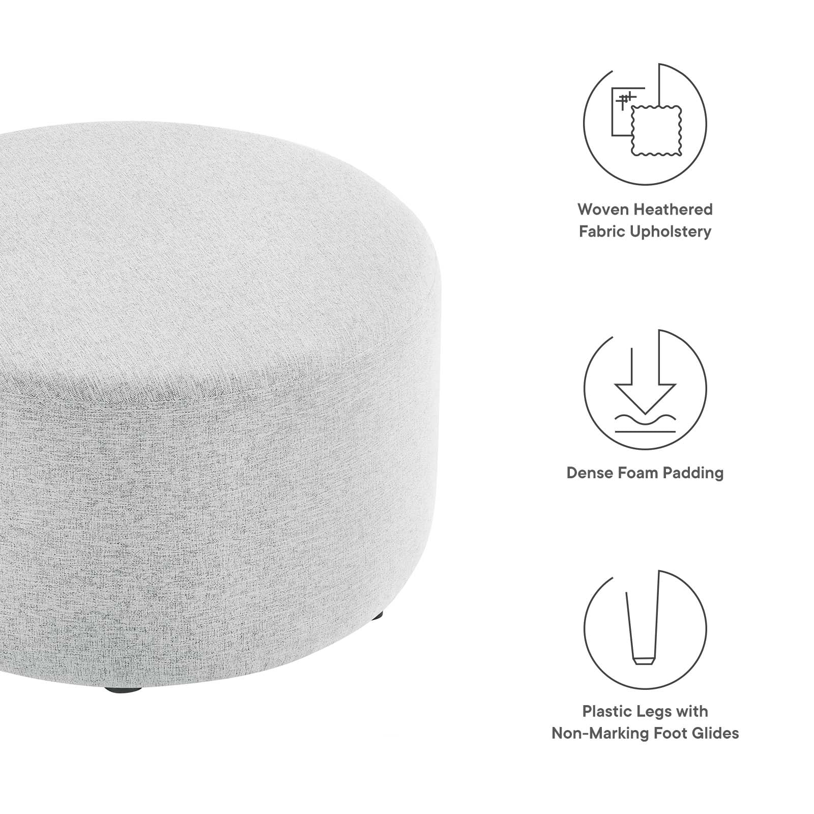 Callum Large 29" Round Woven Heathered Fabric Upholstered Ottoman By Modway - EEI-6647 - Image 18