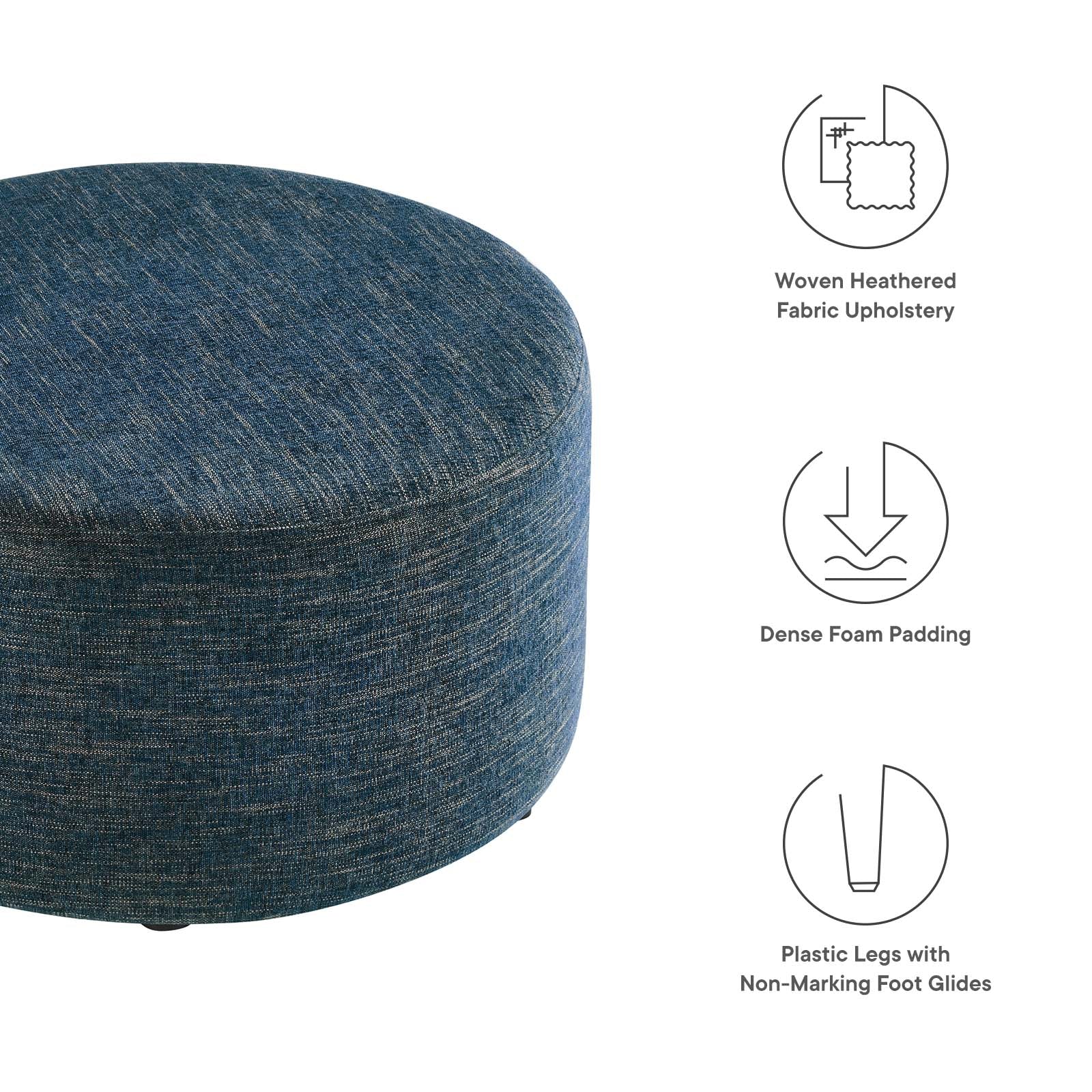 Callum Large 29" Round Woven Heathered Fabric Upholstered Ottoman By Modway - EEI-6647 - Image 5