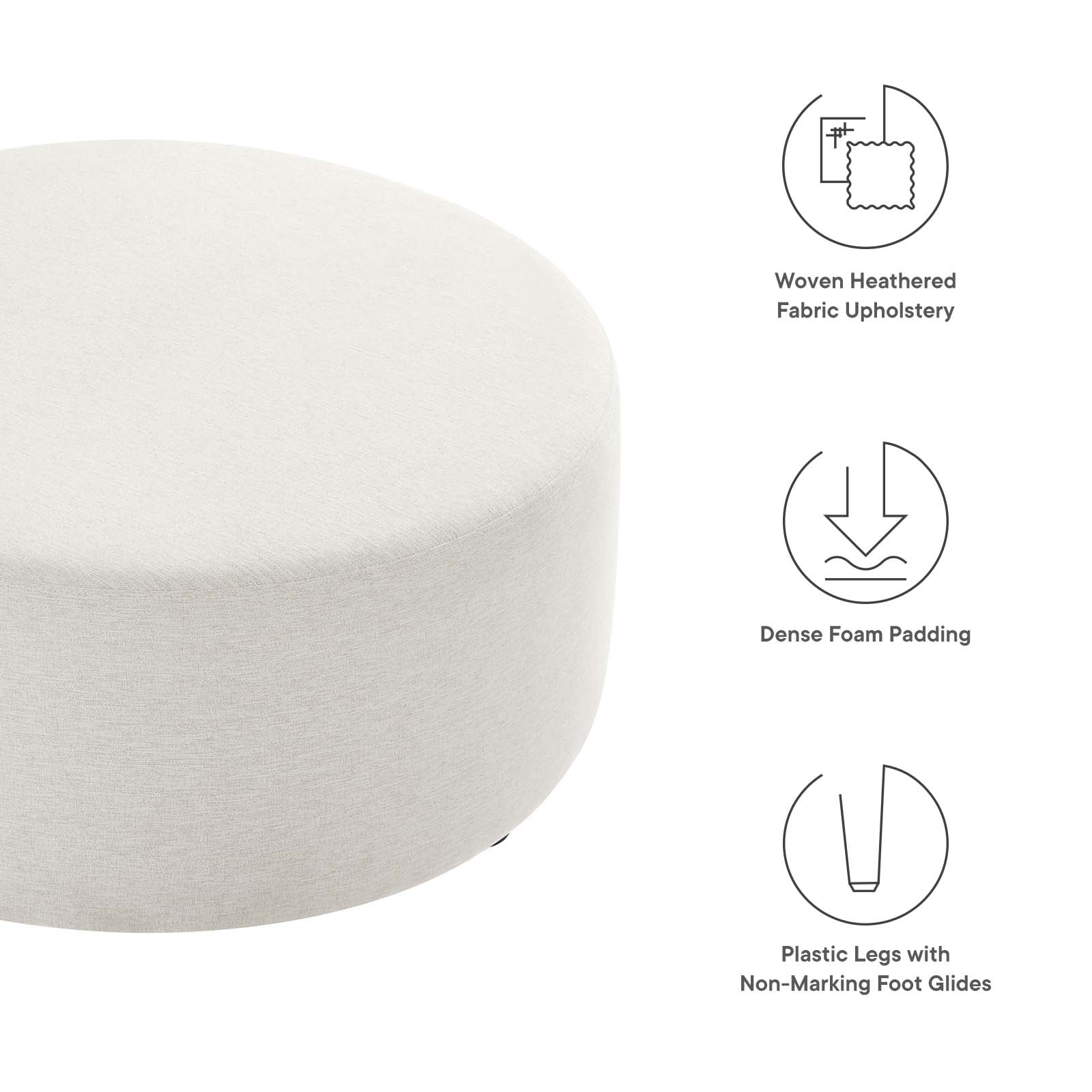 Callum Large 38" Round Woven Heathered Fabric Upholstered Ottoman By Modway - EEI-6649 - Image 11