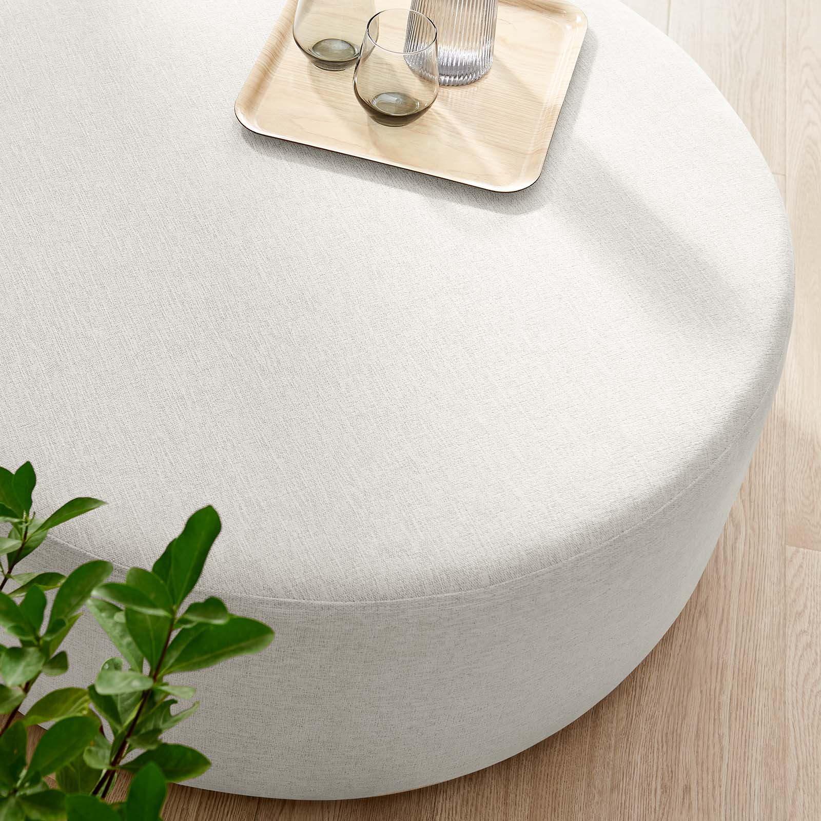 Callum Large 38" Round Woven Heathered Fabric Upholstered Ottoman By Modway - EEI-6649 - Image 13