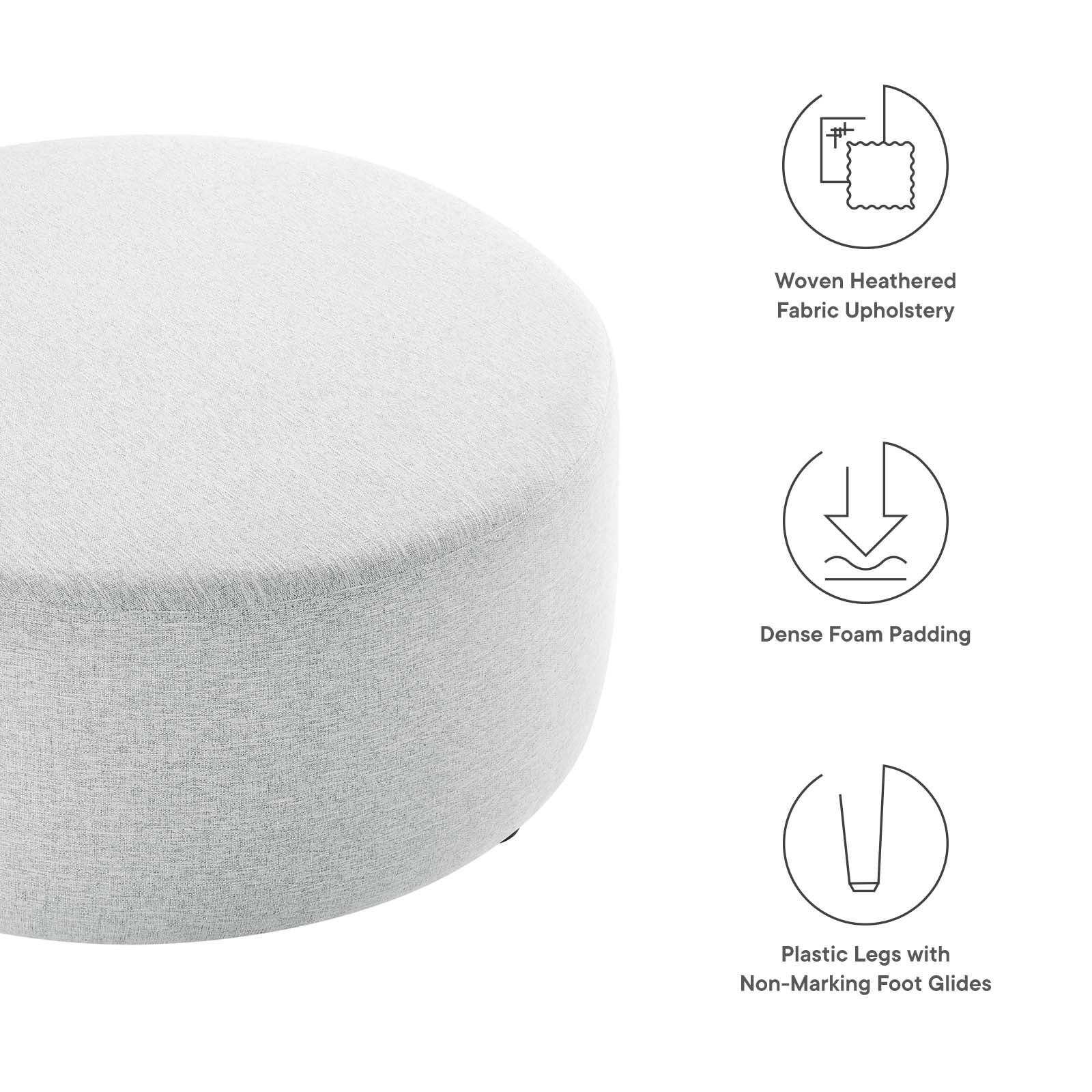Callum Large 38" Round Woven Heathered Fabric Upholstered Ottoman By Modway - EEI-6649 - Image 18