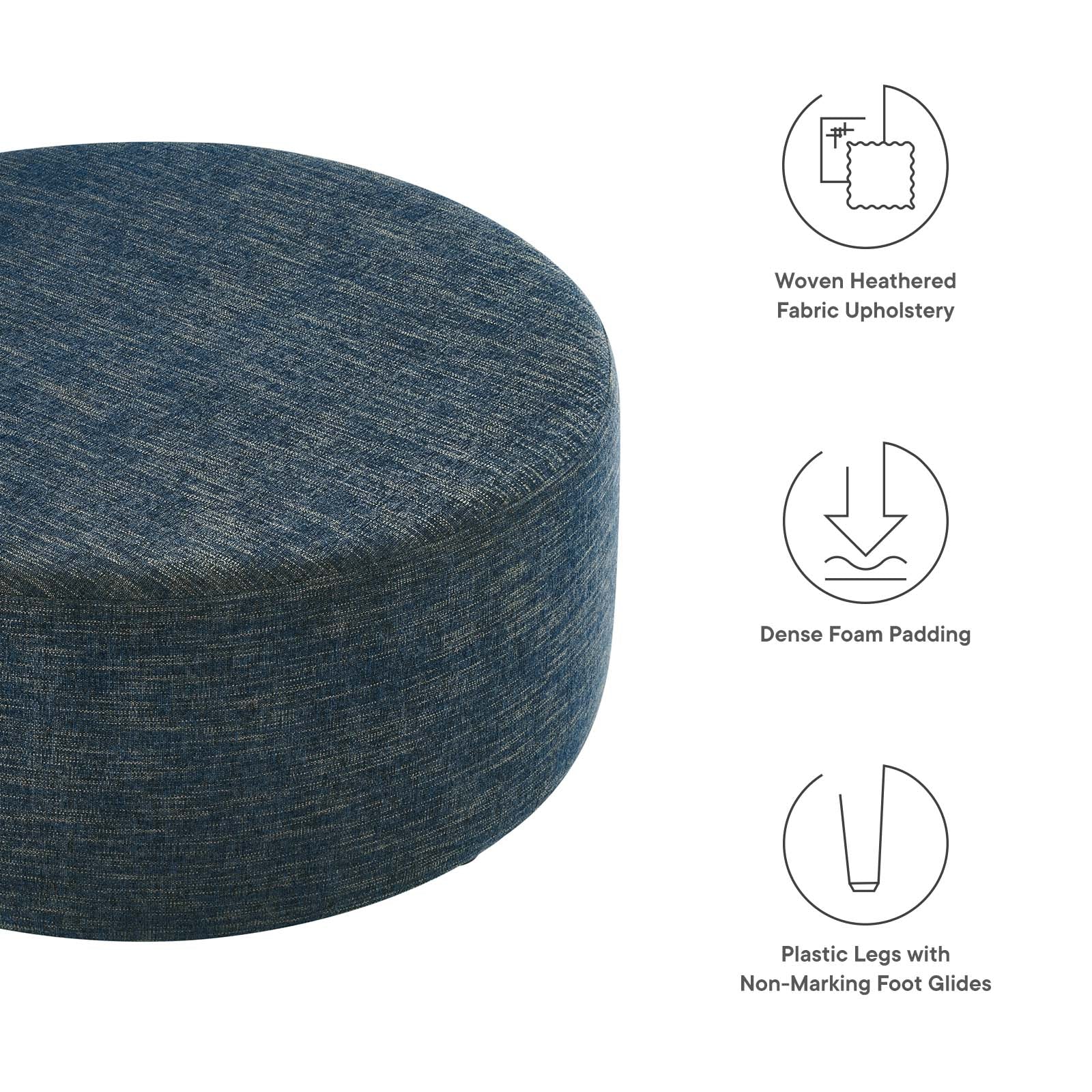 Callum Large 38" Round Woven Heathered Fabric Upholstered Ottoman By Modway - EEI-6649 - Image 5