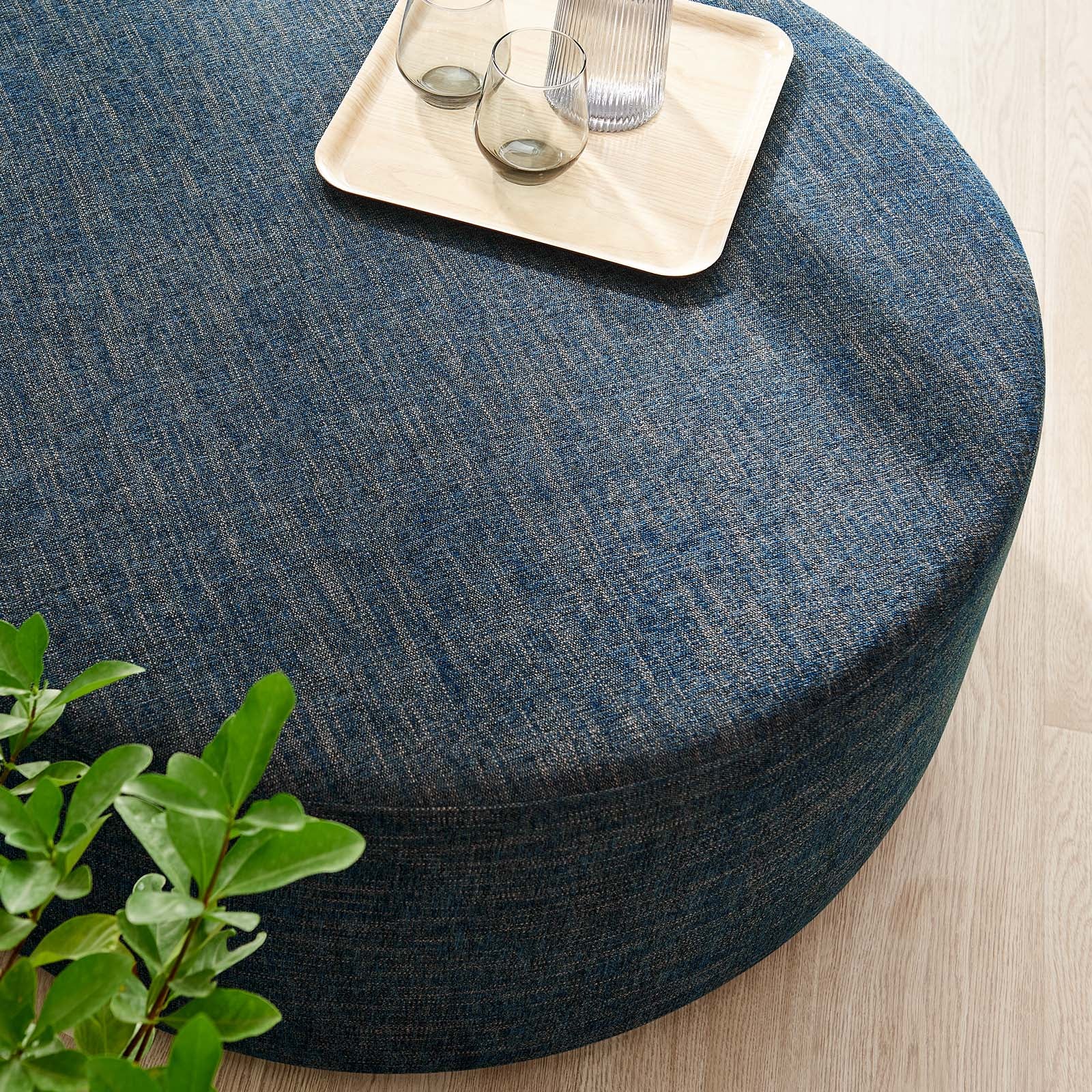 Callum Large 38" Round Woven Heathered Fabric Upholstered Ottoman By Modway - EEI-6649 - Image 7