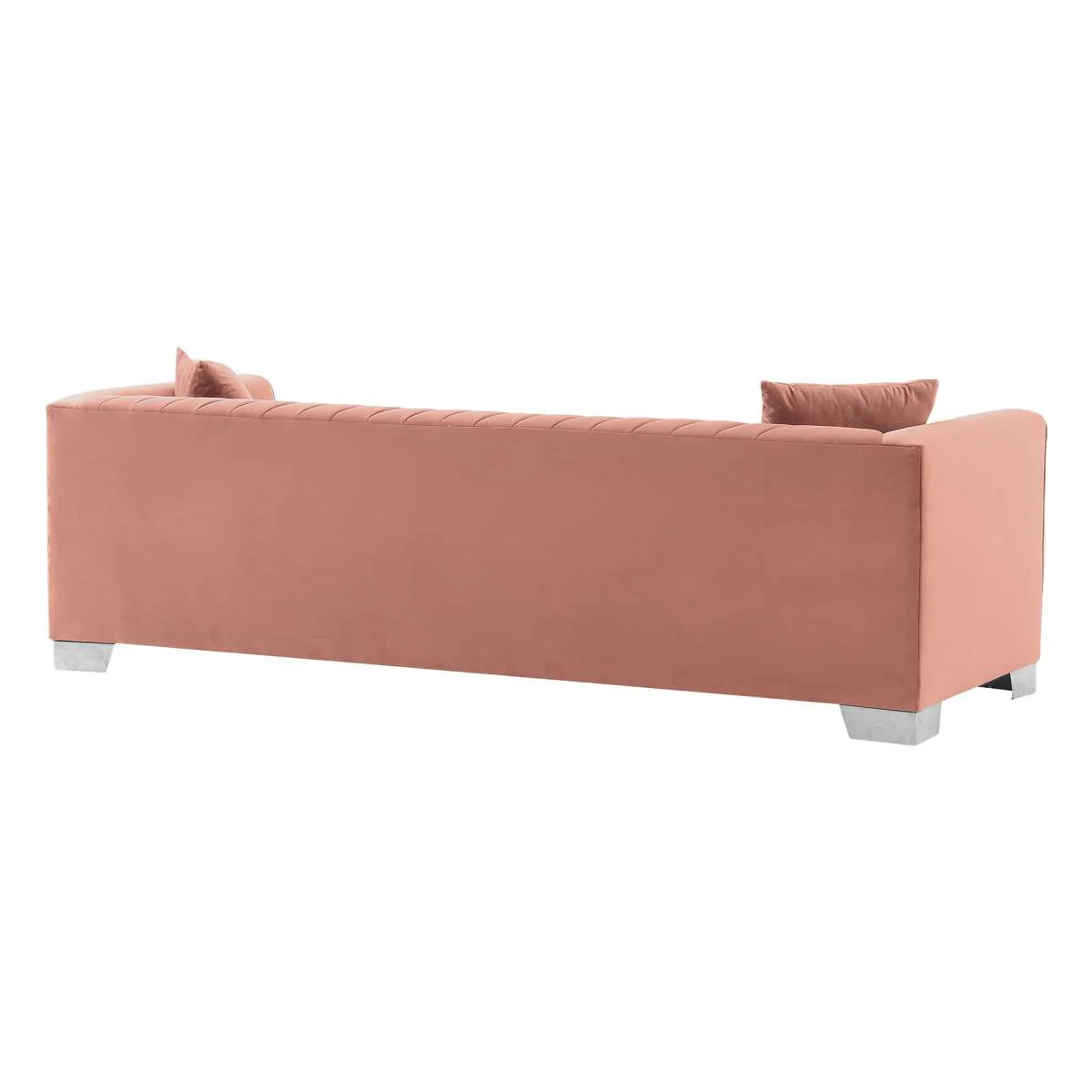 Cambridge Contemporary Sofa in Brushed Stainless Steel and Blue Velvet By Armen Living - Image 7