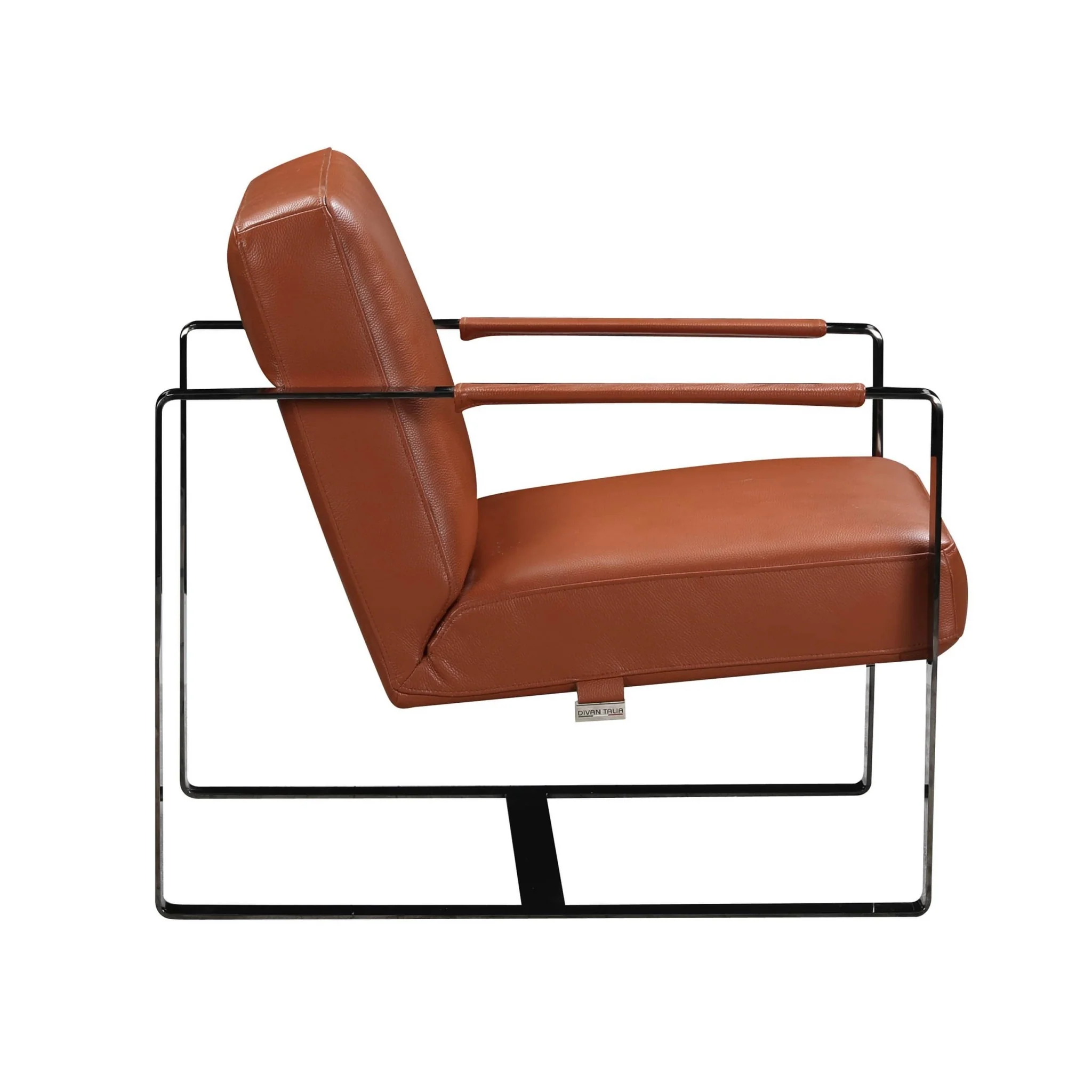 Camel And Black Genuine Leather Arm Chair By Homeroots - Image 6