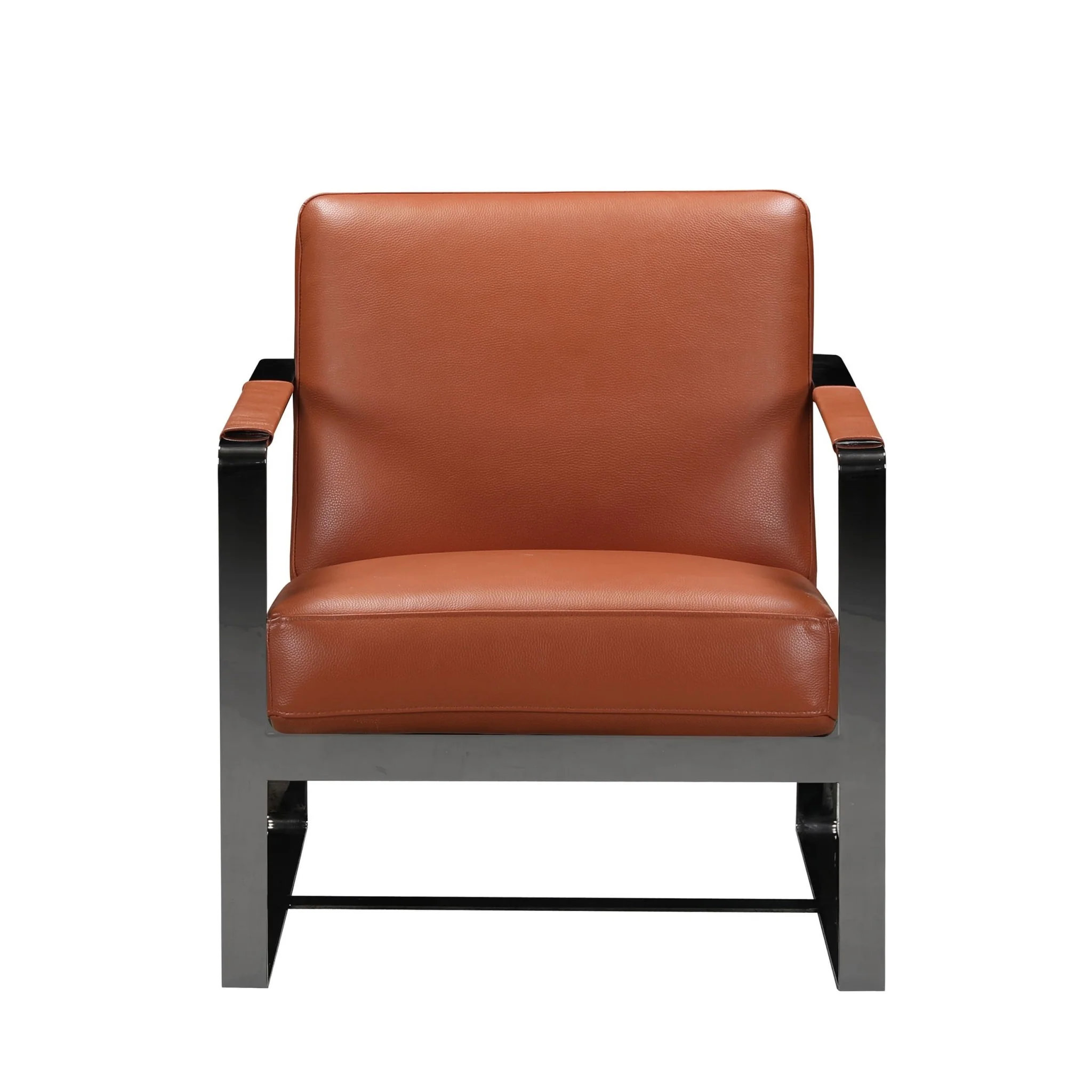Camel And Black Genuine Leather Arm Chair By Homeroots - Image 7