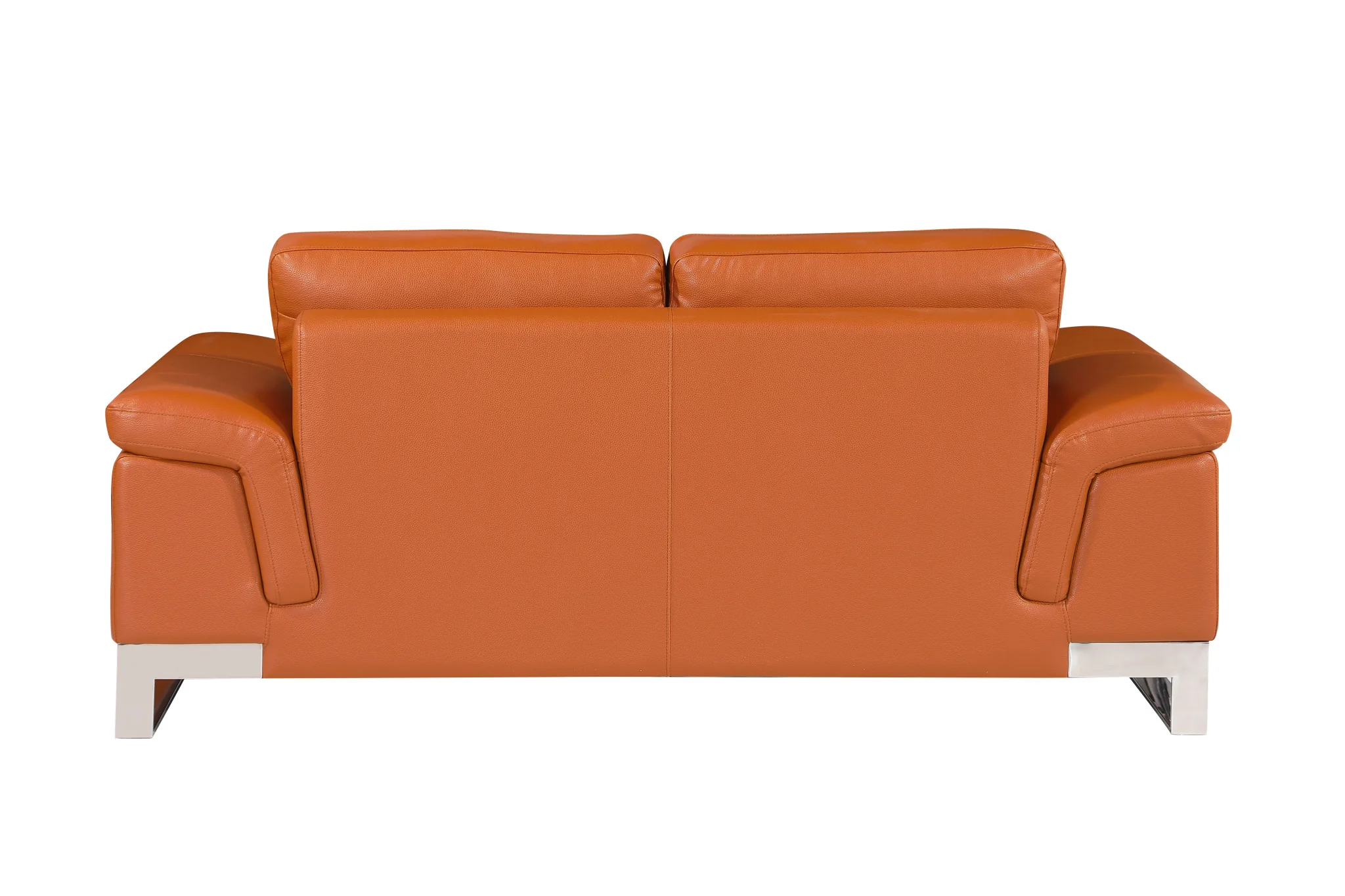Camel And Silver Genuine Leather Loveseat By Homeroots - Image 7