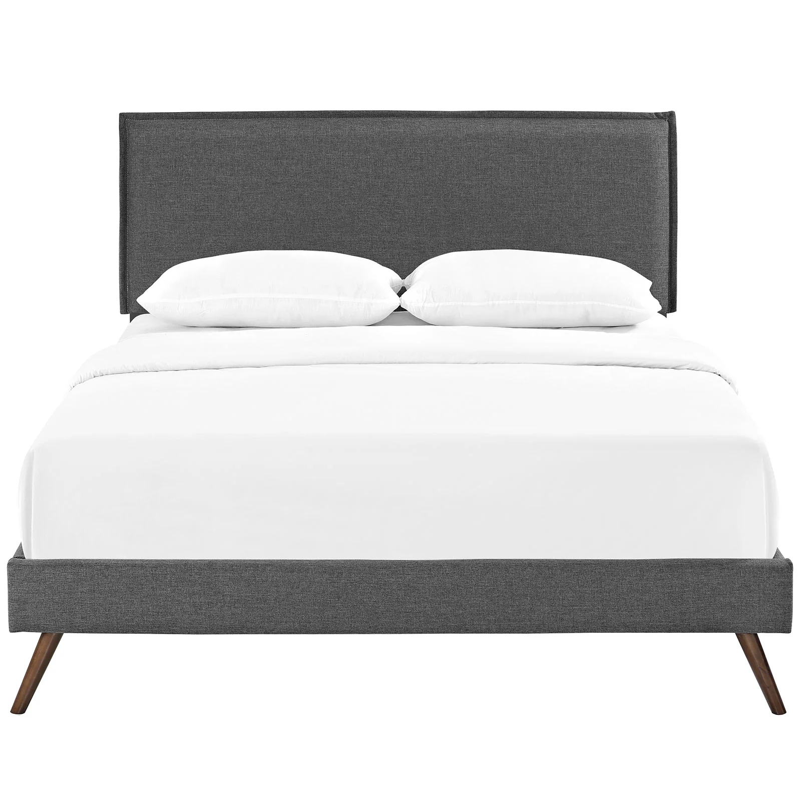 Camille Fabric Queen Platform Bed with Round Splayed Legs by Modway - Image 5
