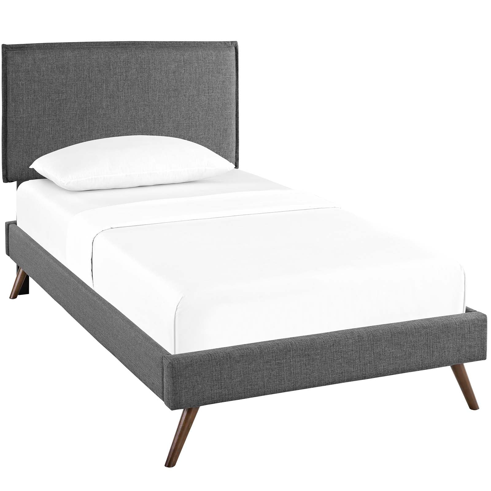 Camille Fabric Twin Platform Bed with Round Splayed Legs by Modway - Image 2