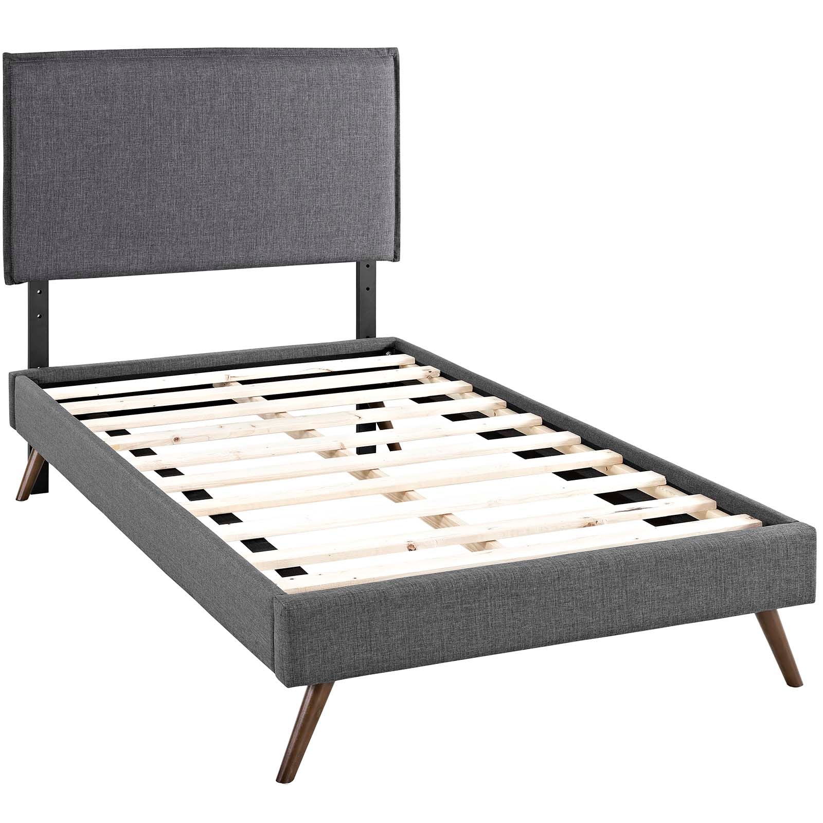 Camille Fabric Twin Platform Bed with Round Splayed Legs by Modway - Image 3