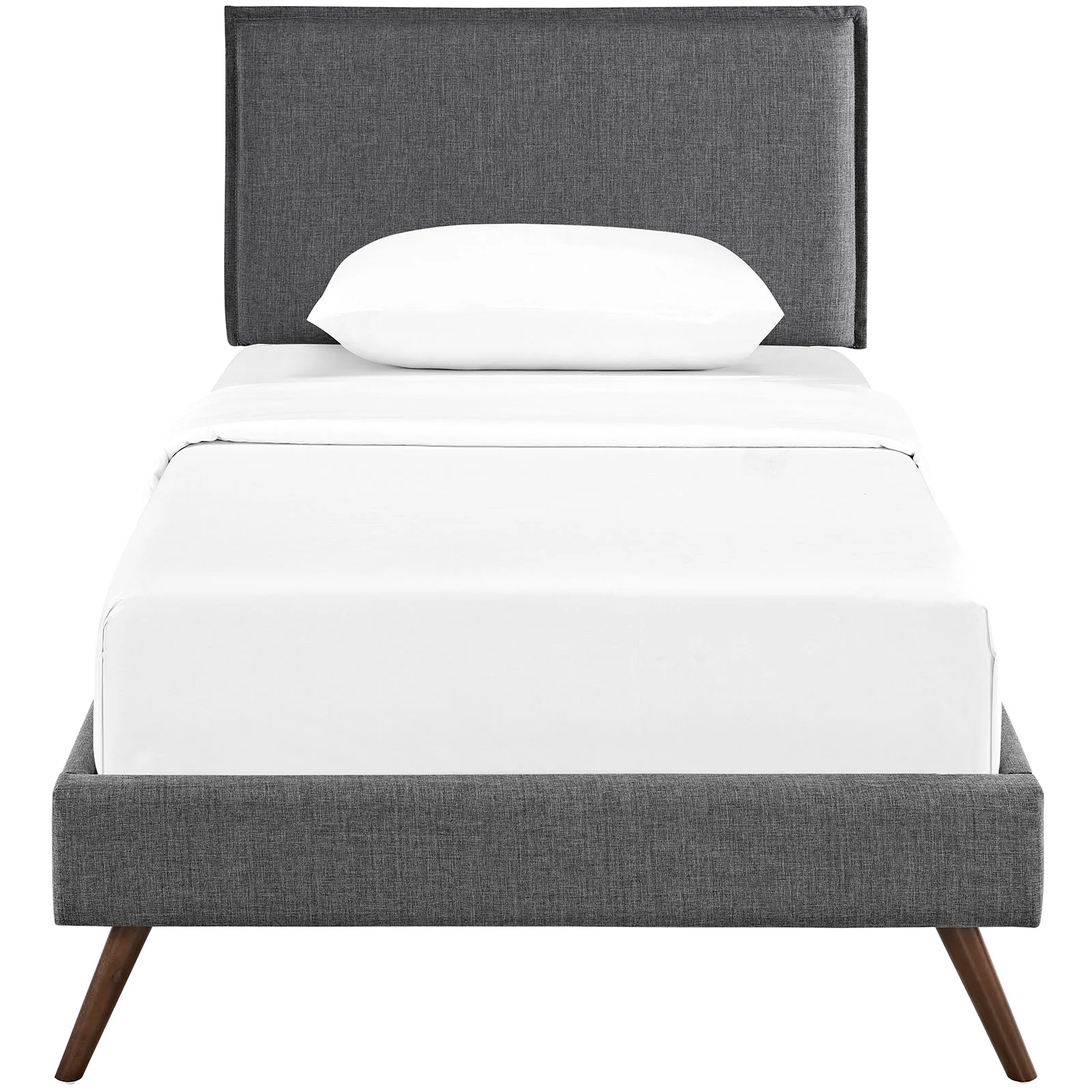 Camille Fabric Twin Platform Bed with Round Splayed Legs by Modway - Image 5