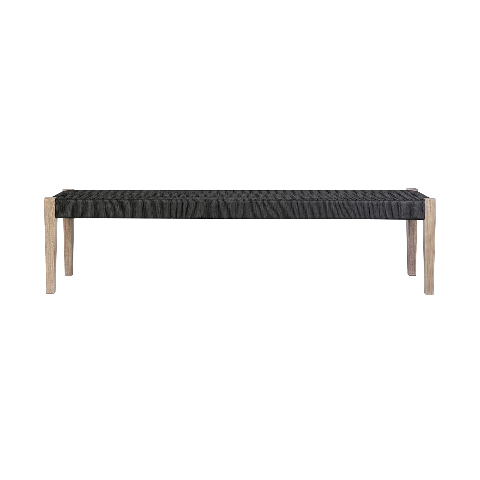 Camino Indoor Outdoor Dining Bench in Eucalyptus Wood and Grey Rope By Armen Living - Image 11