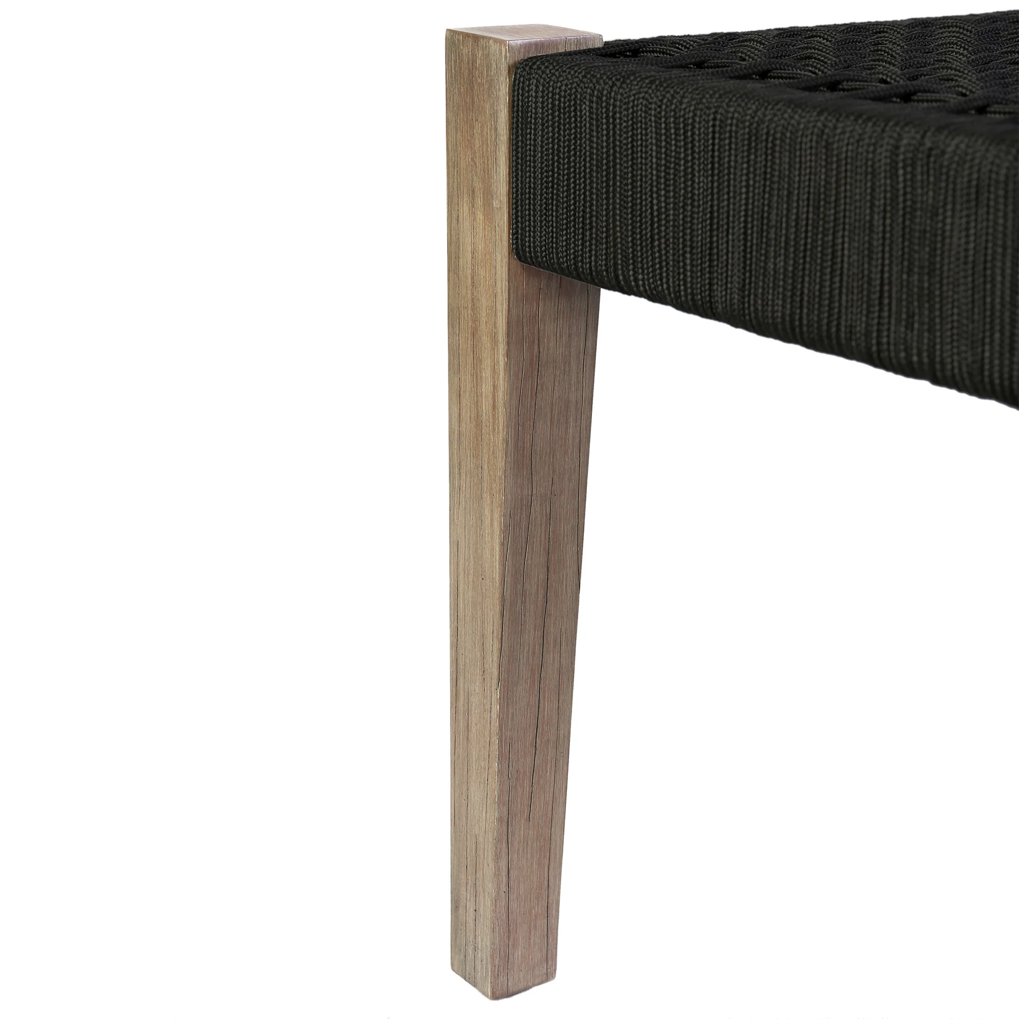 Camino Indoor Outdoor Dining Bench in Eucalyptus Wood and Grey Rope By Armen Living - Image 14