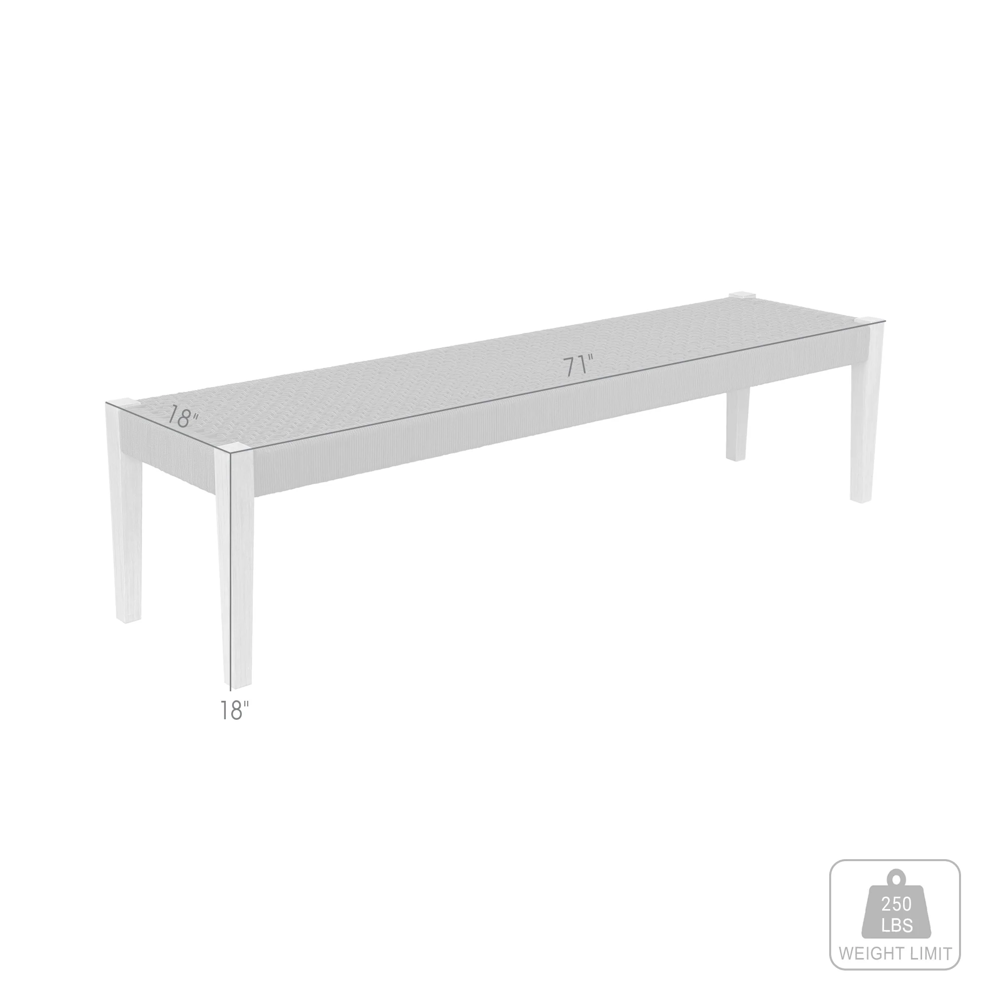 Camino Indoor Outdoor Dining Bench in Eucalyptus Wood and Grey Rope By Armen Living - Image 8