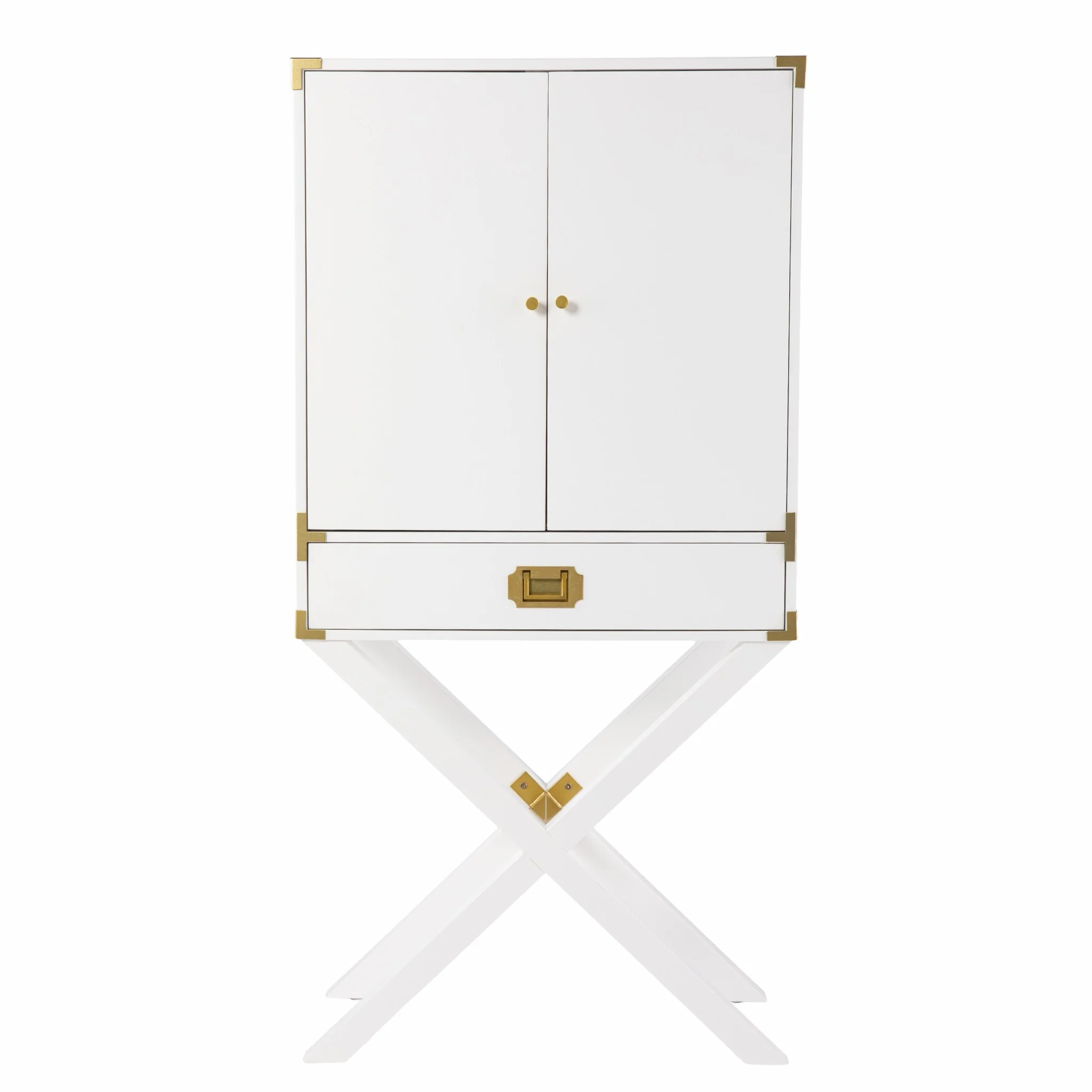 Campaign White And Gold Tall Bar Cabinet By Homeroots - Image 4