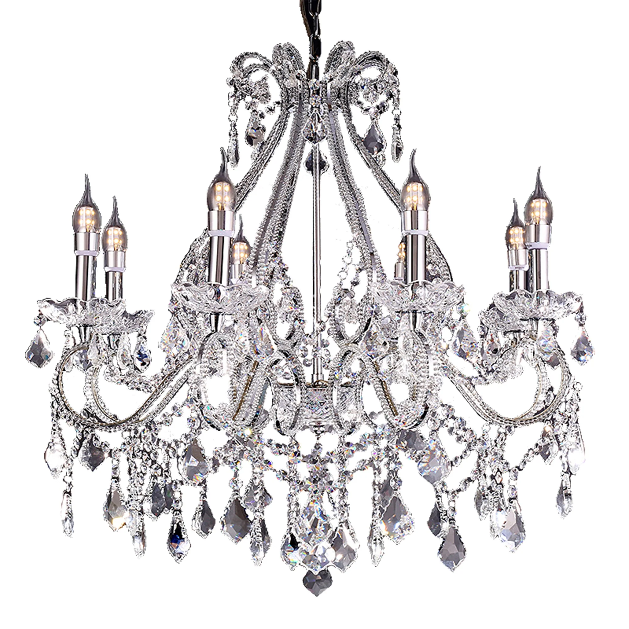 Candle Style Empire Eight Light Transparent Glass Led Ceiling Light By Homeroots - Image 2