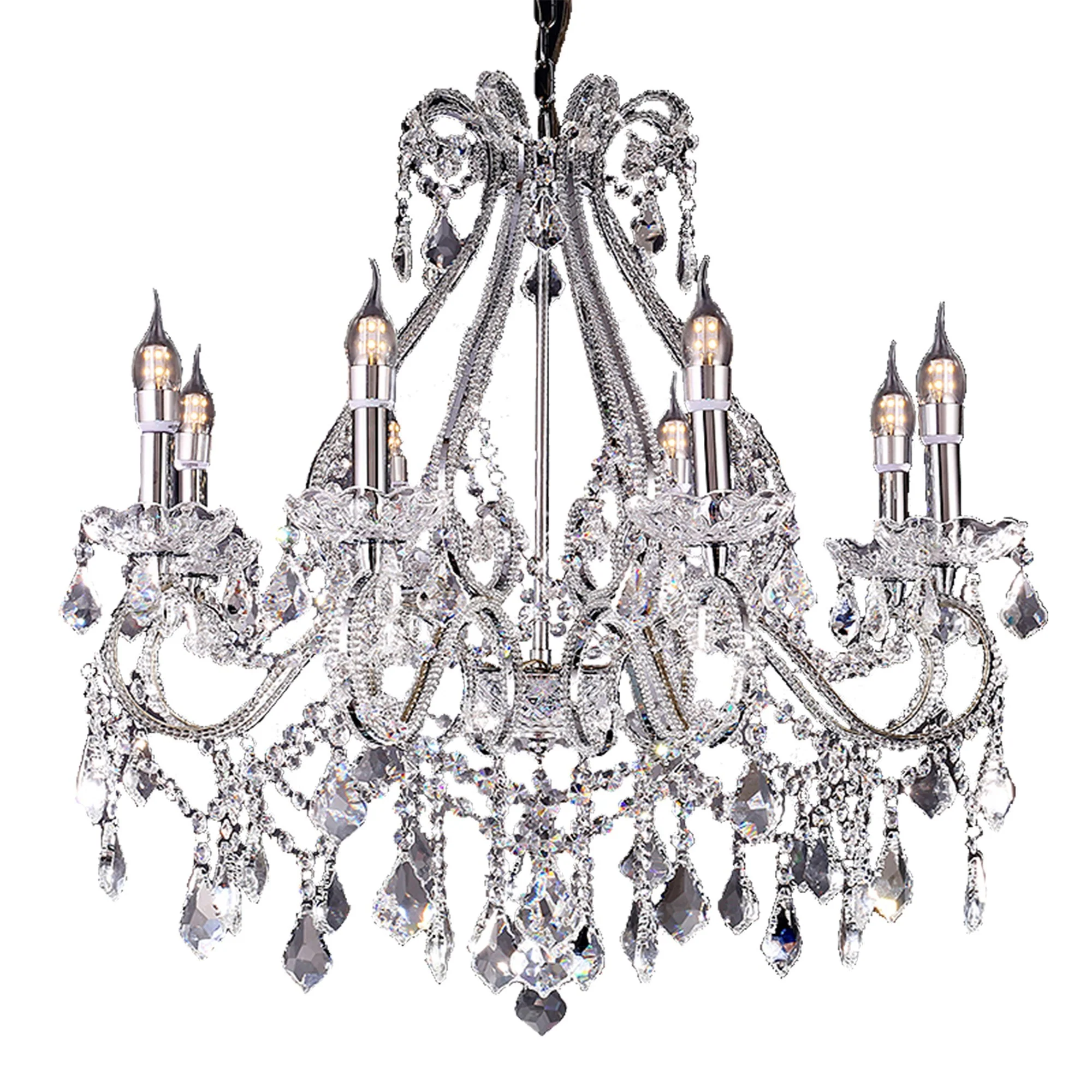 Candle Style Empire Eight Light Transparent Glass Led Ceiling Light By Homeroots - Image 3