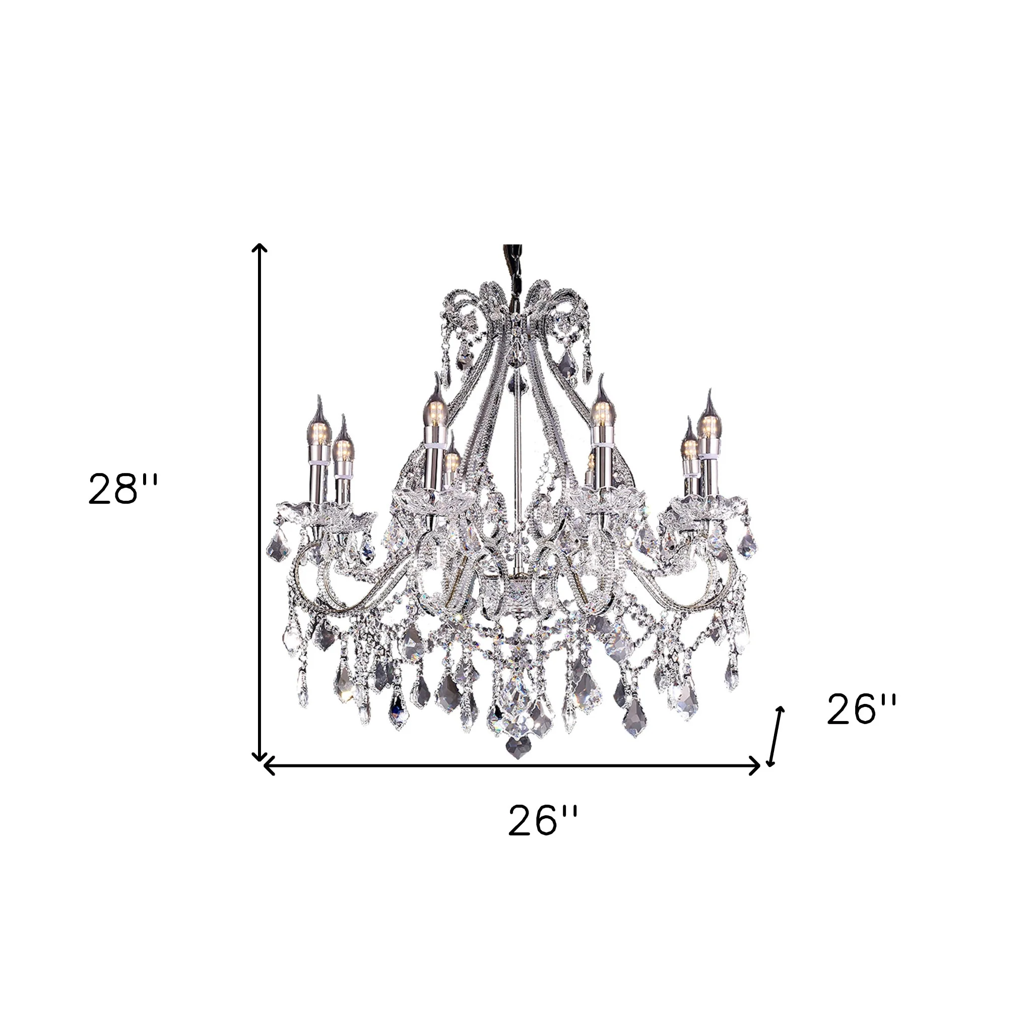 Candle Style Empire Eight Light Transparent Glass Led Ceiling Light By Homeroots - Image 7