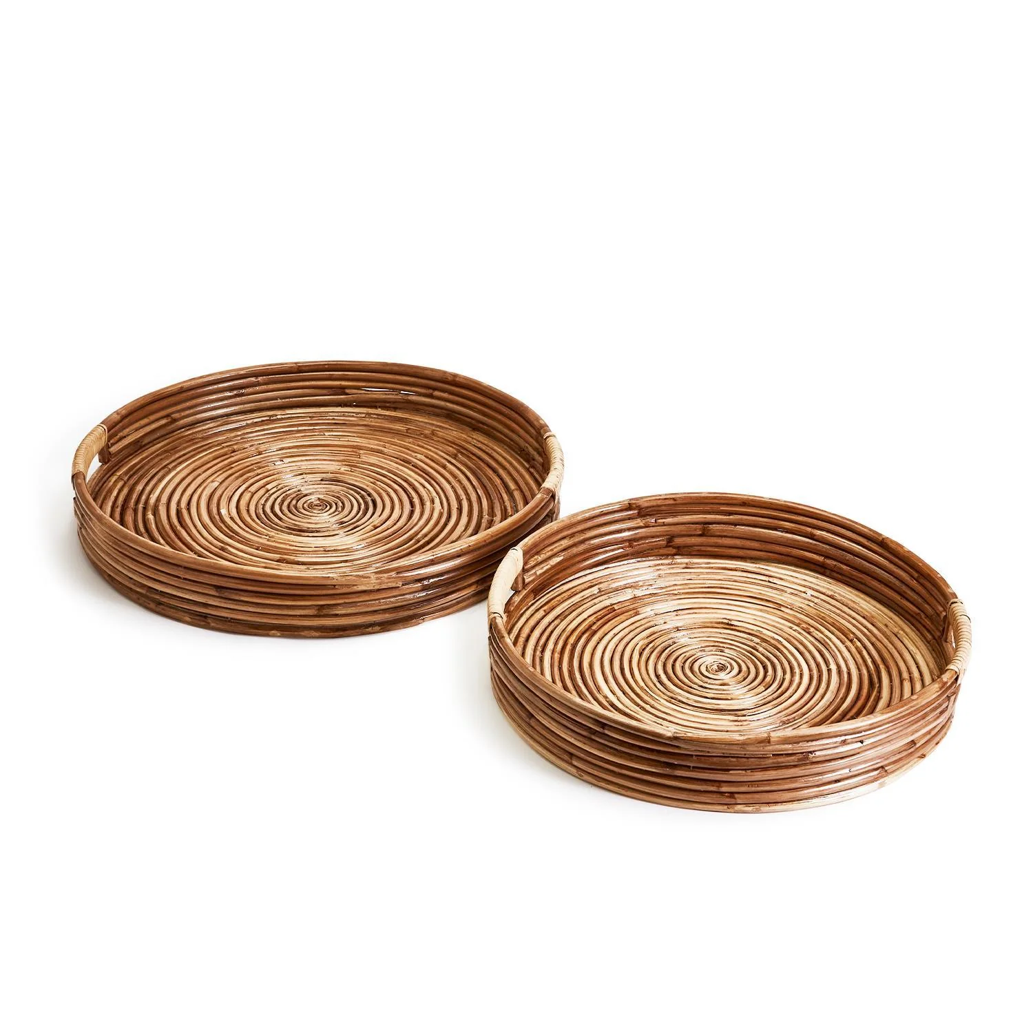Cane Hand-Crafted Rounded Tray Set Of 4 By Tozai Home - Image 2