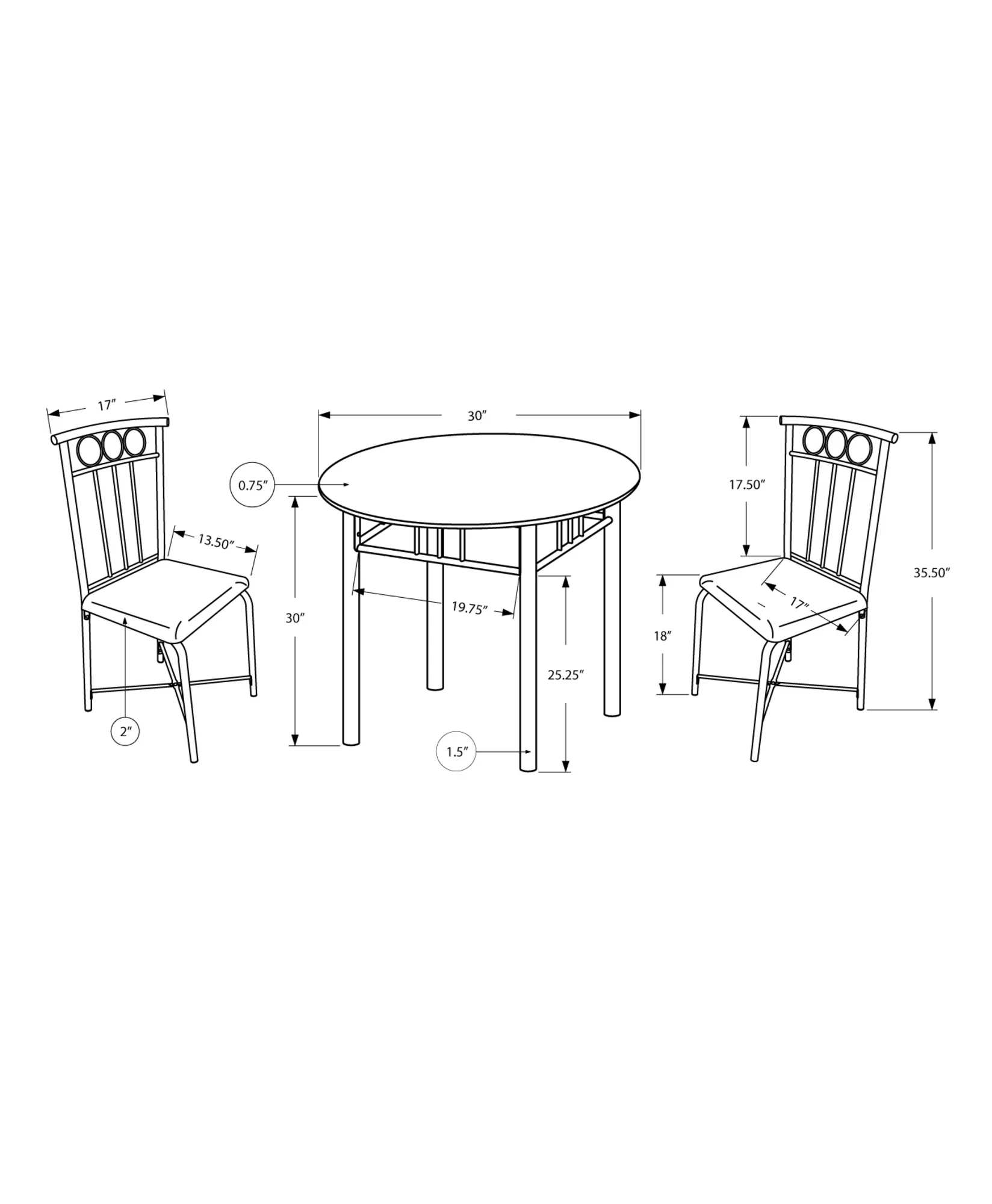 Cappuccino Beige Brown Metal Foam Microfiber 3Pcs Dining Set By Homeroots - Image 3
