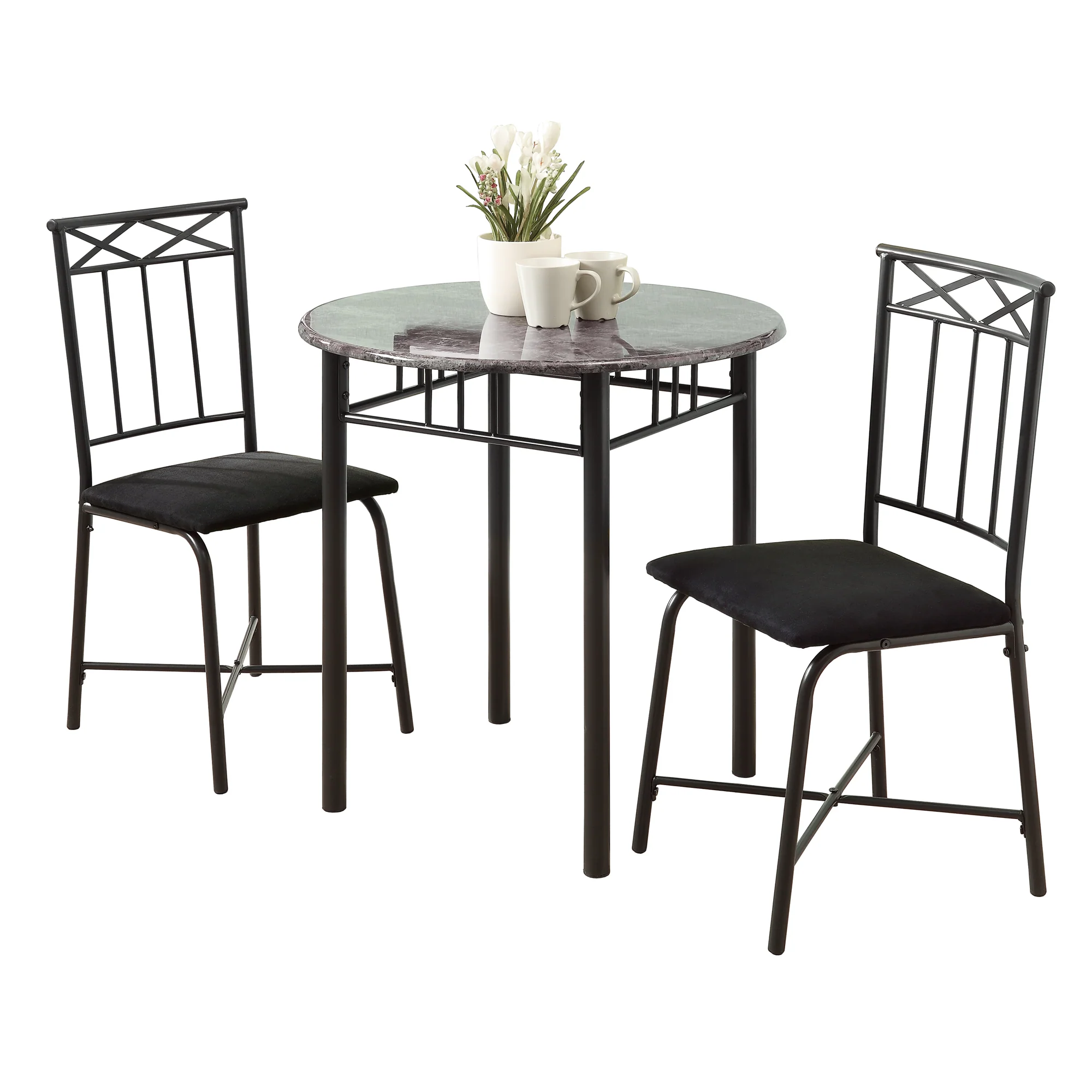 Cappuccino Beige Brown Metal Foam Microfiber 3Pcs Dining Set By Homeroots - Image 5