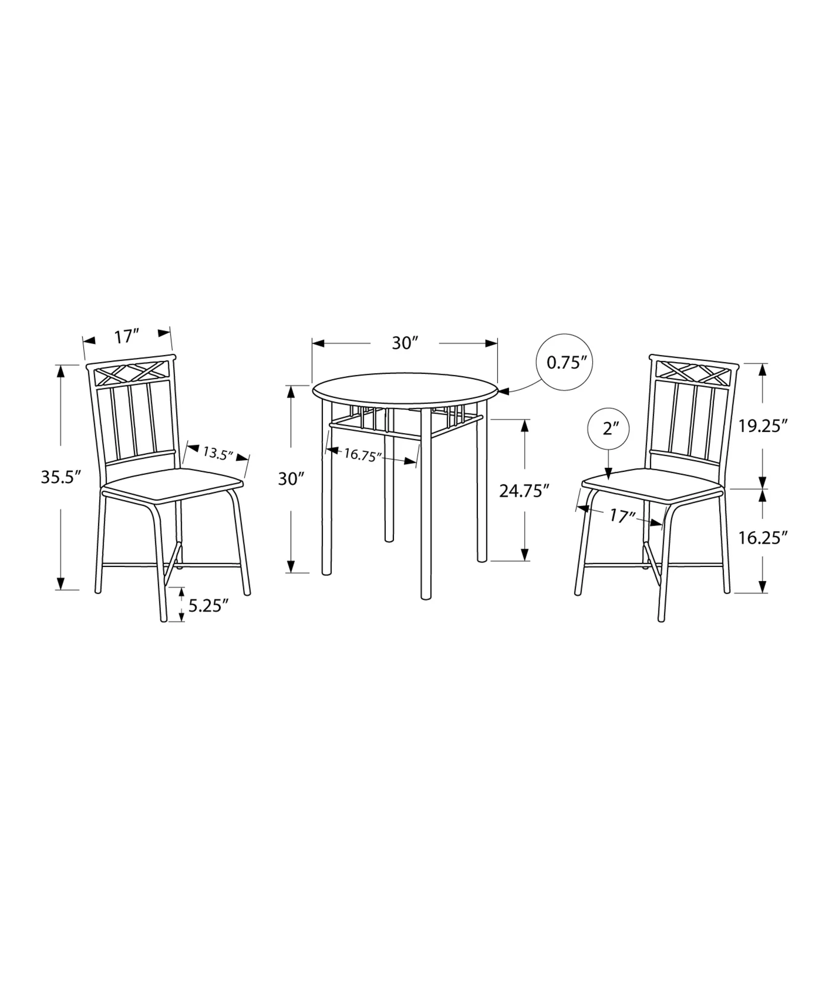 Cappuccino Beige Brown Metal Foam Microfiber 3Pcs Dining Set By Homeroots - Image 7