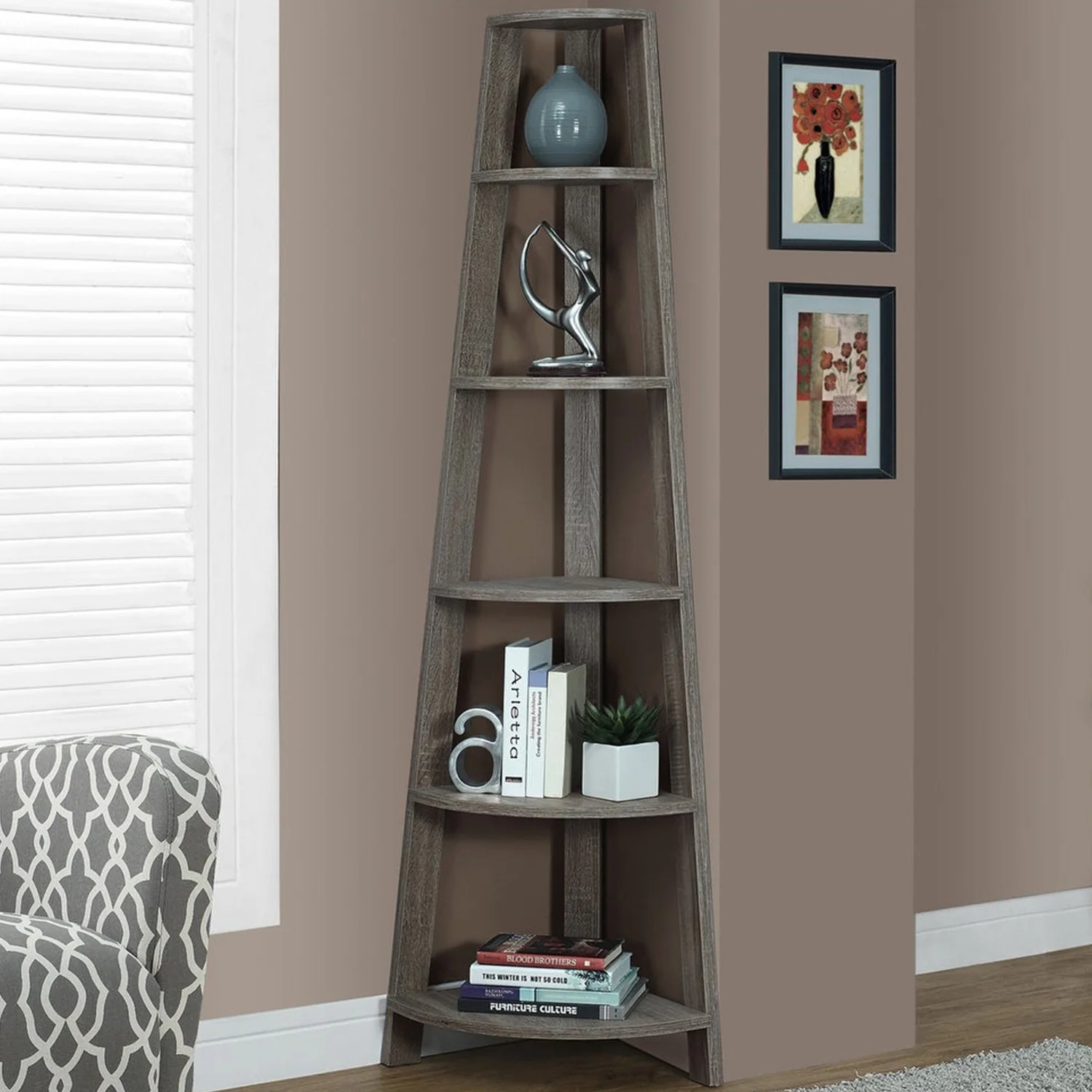 Cappuccino Bookshelf By Homeroots - Image 17