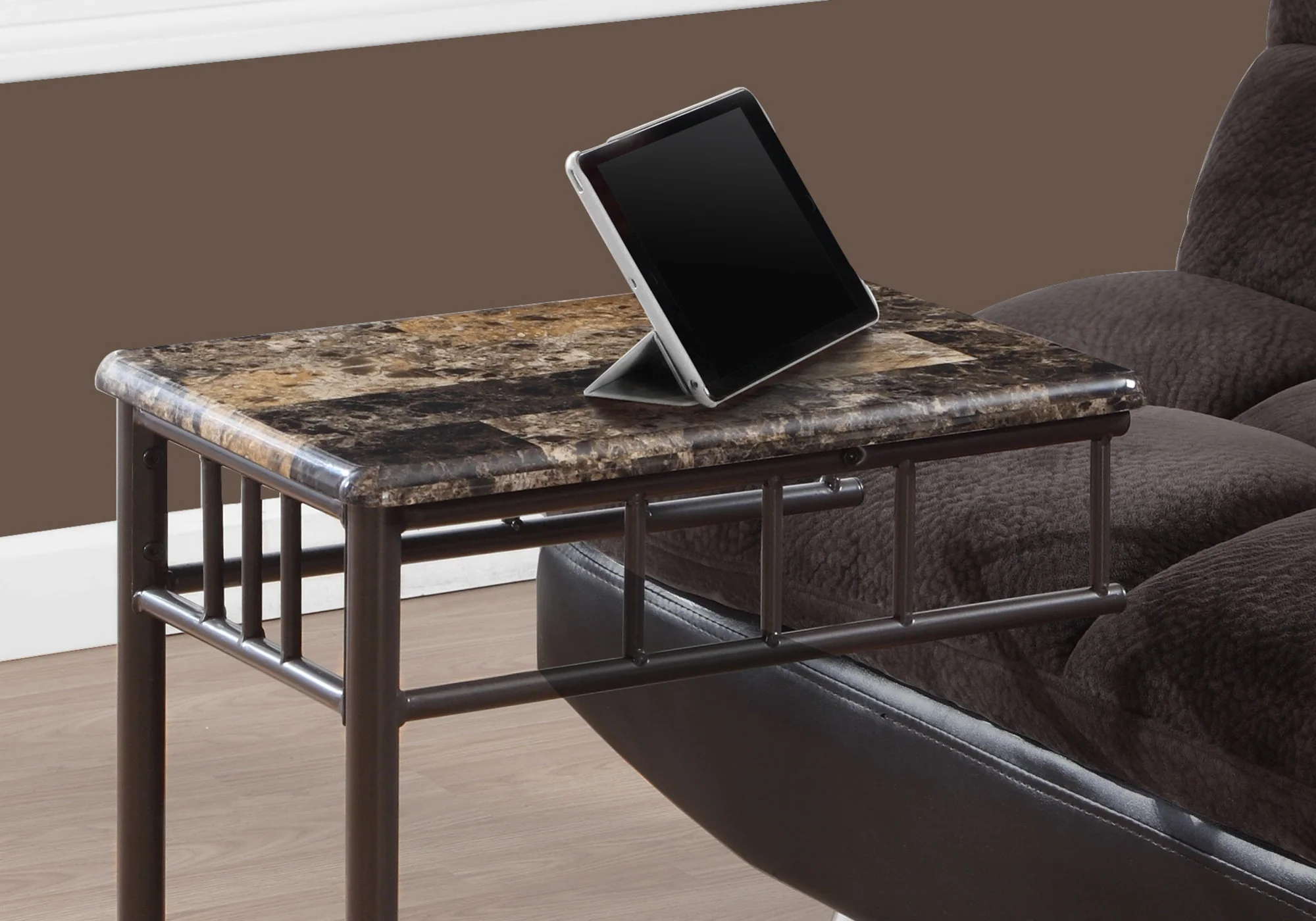 Cappuccino Brown Mdf Metal Accent Table By Homeroots - Image 2