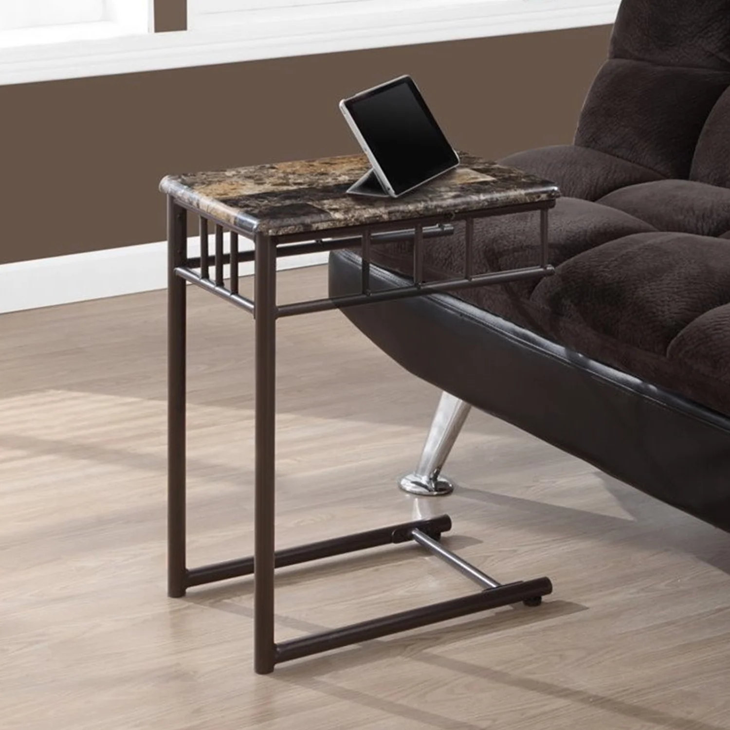 Cappuccino Brown Mdf Metal Accent Table By Homeroots - Image 5
