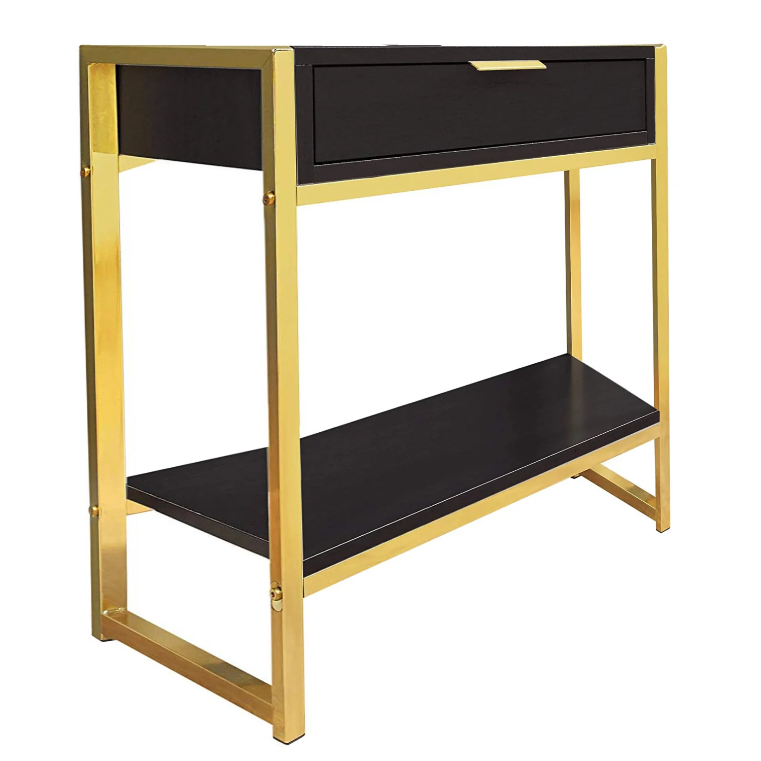 Cappuccino Finish and Gold Metal Accent Table By Homeroots - 333232 - Image 5