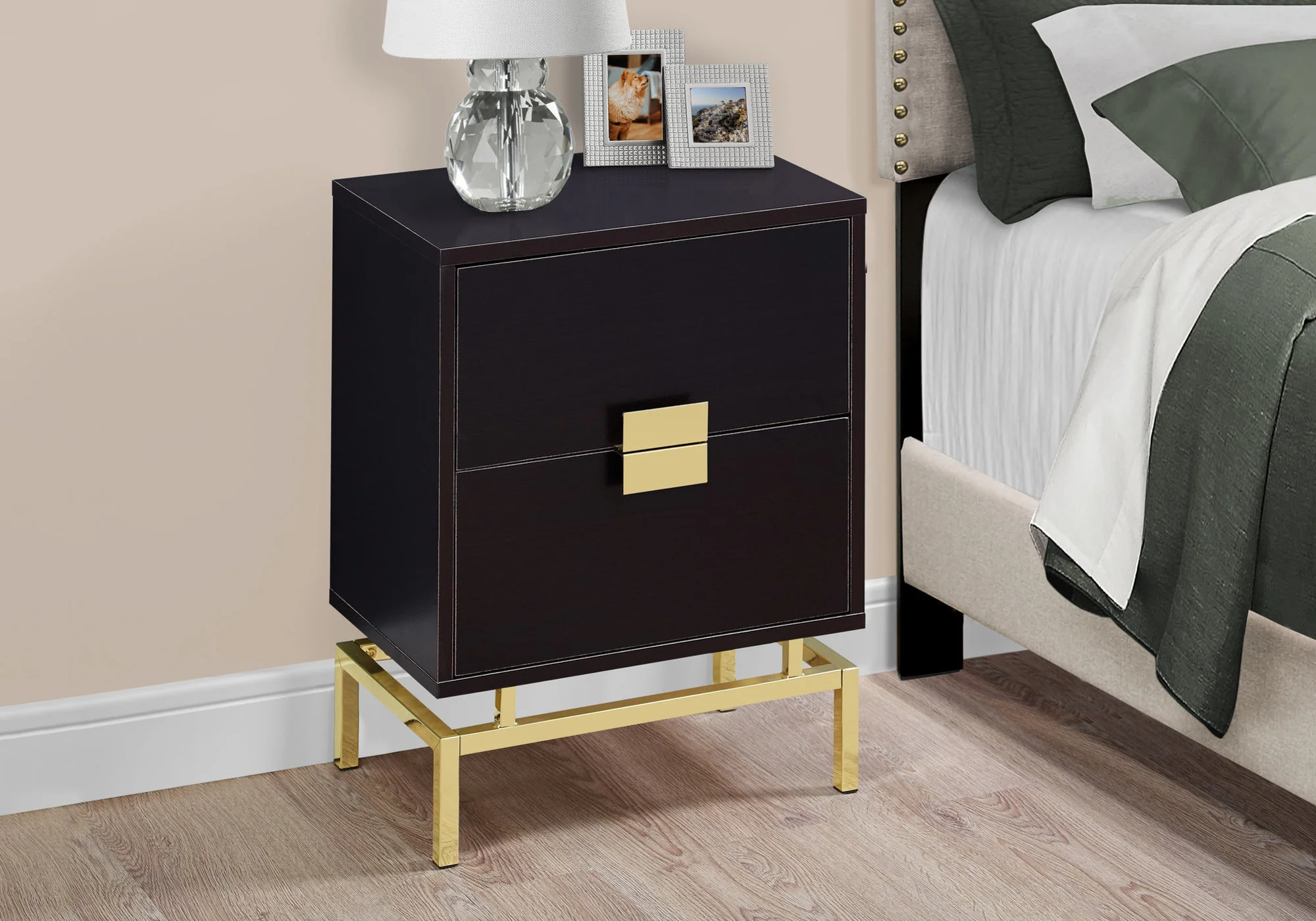 Cappuccino Gold Particle Board Metal Accent Table By Homeroots - Image 2