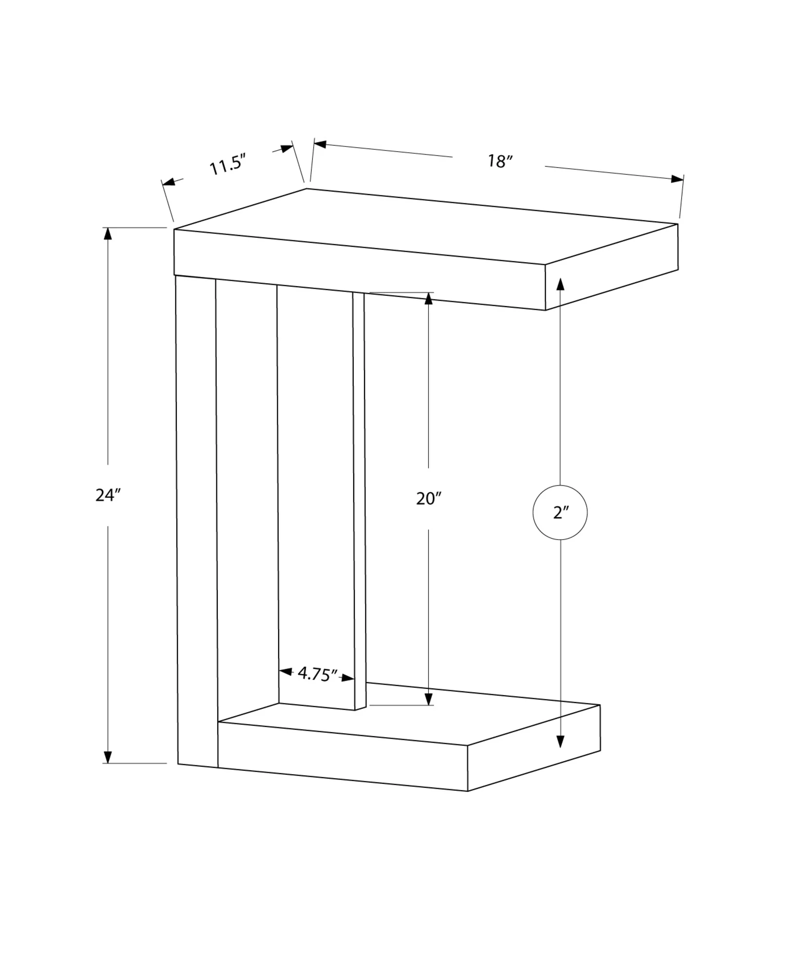 Cappuccino Hollow Core Particle Board Accent Table By Homeroots - 332844 - Image 3