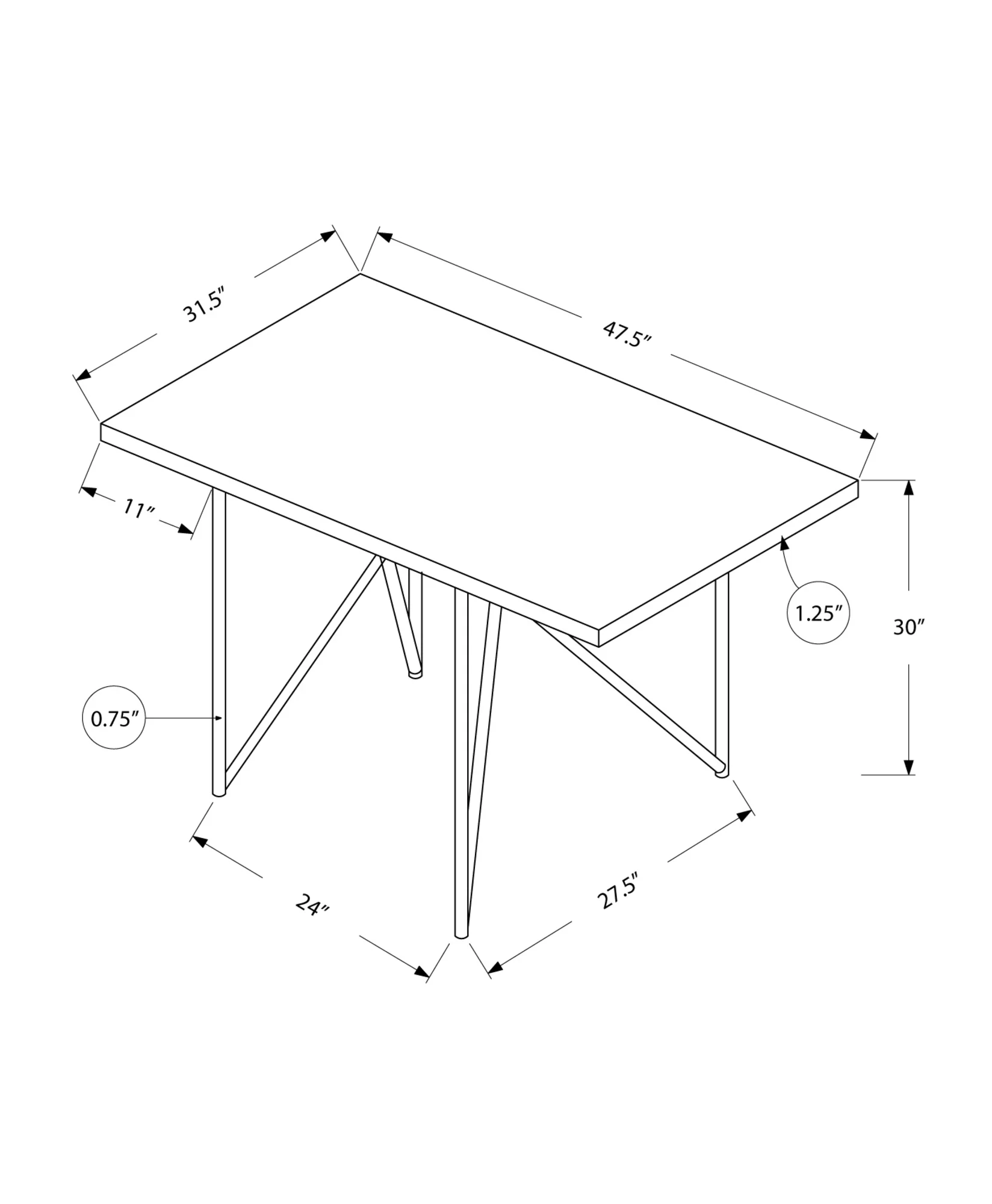 Cappuccino Hollow Core Particle Board Metal Dining Table By Homeroots - Image 3