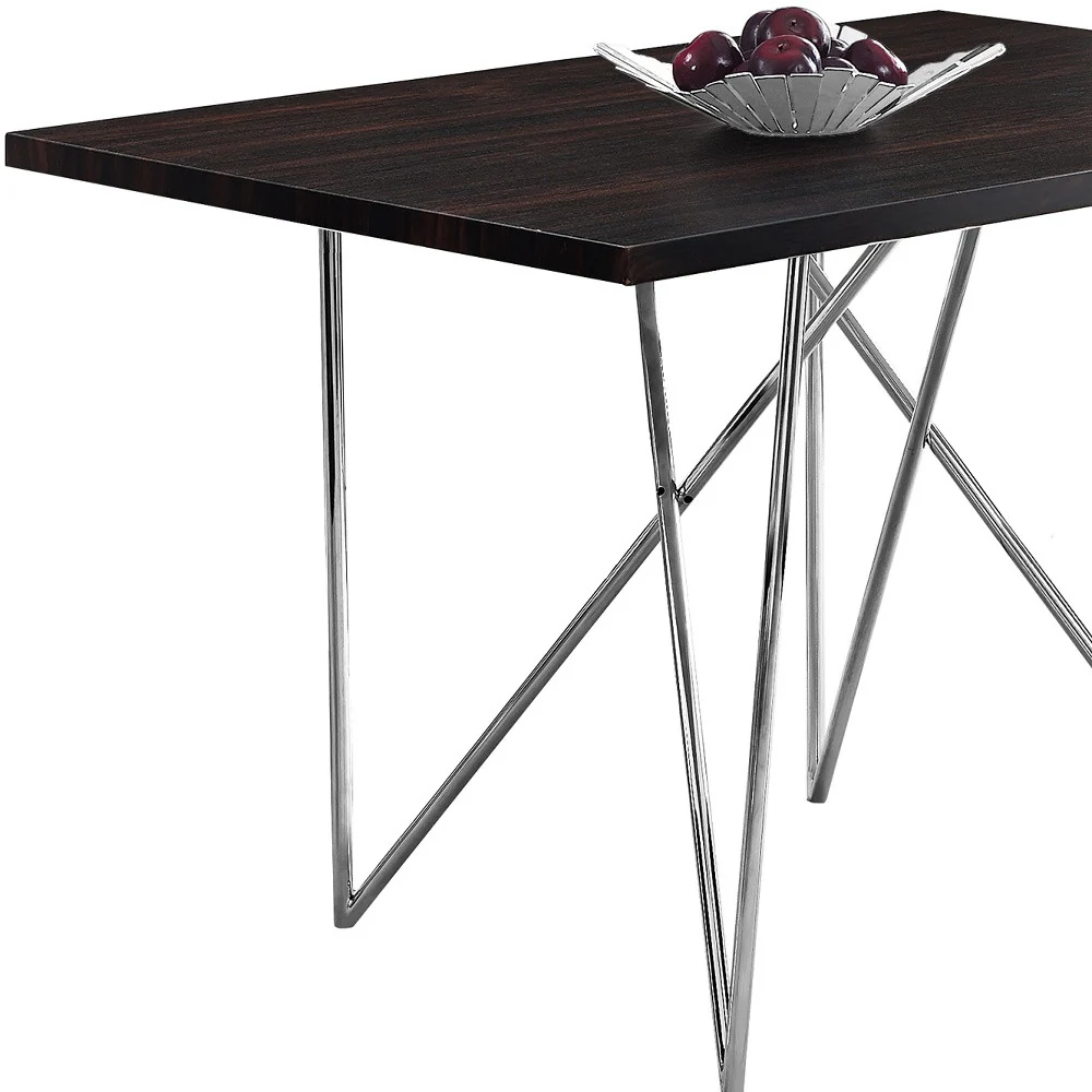 Cappuccino Hollow Core Particle Board Metal Dining Table By Homeroots - Image 5